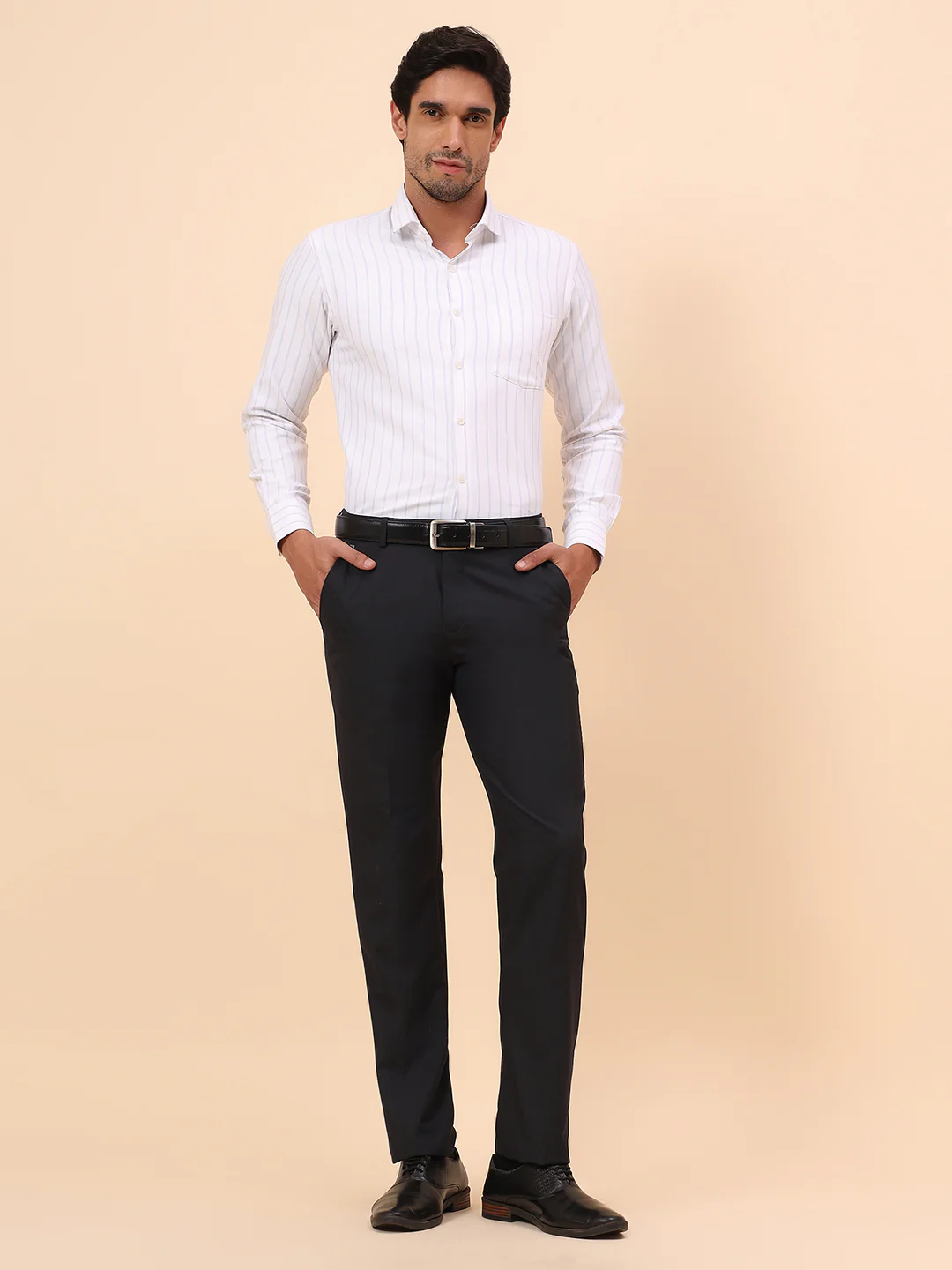 Formal Trousers for Men l Breathable & Soft with Color Fastness Regular Fit Poly Viscose Fabric Solid Pattern Hook & Eye Closure - Image 8