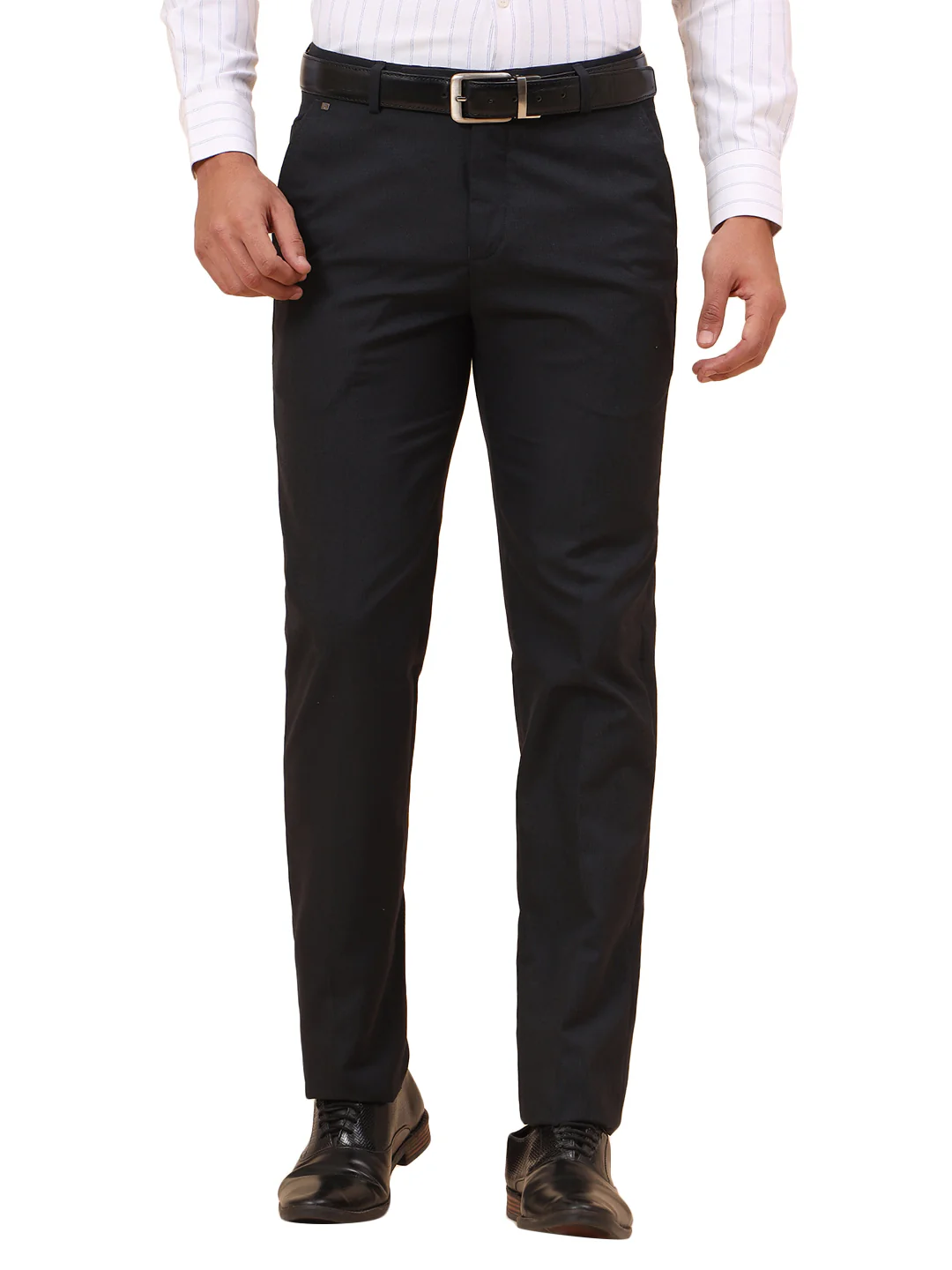 Formal Trousers for Men l Breathable & Soft with Color Fastness Regular Fit Poly Viscose Fabric Solid Pattern Hook & Eye Closure - Image 9