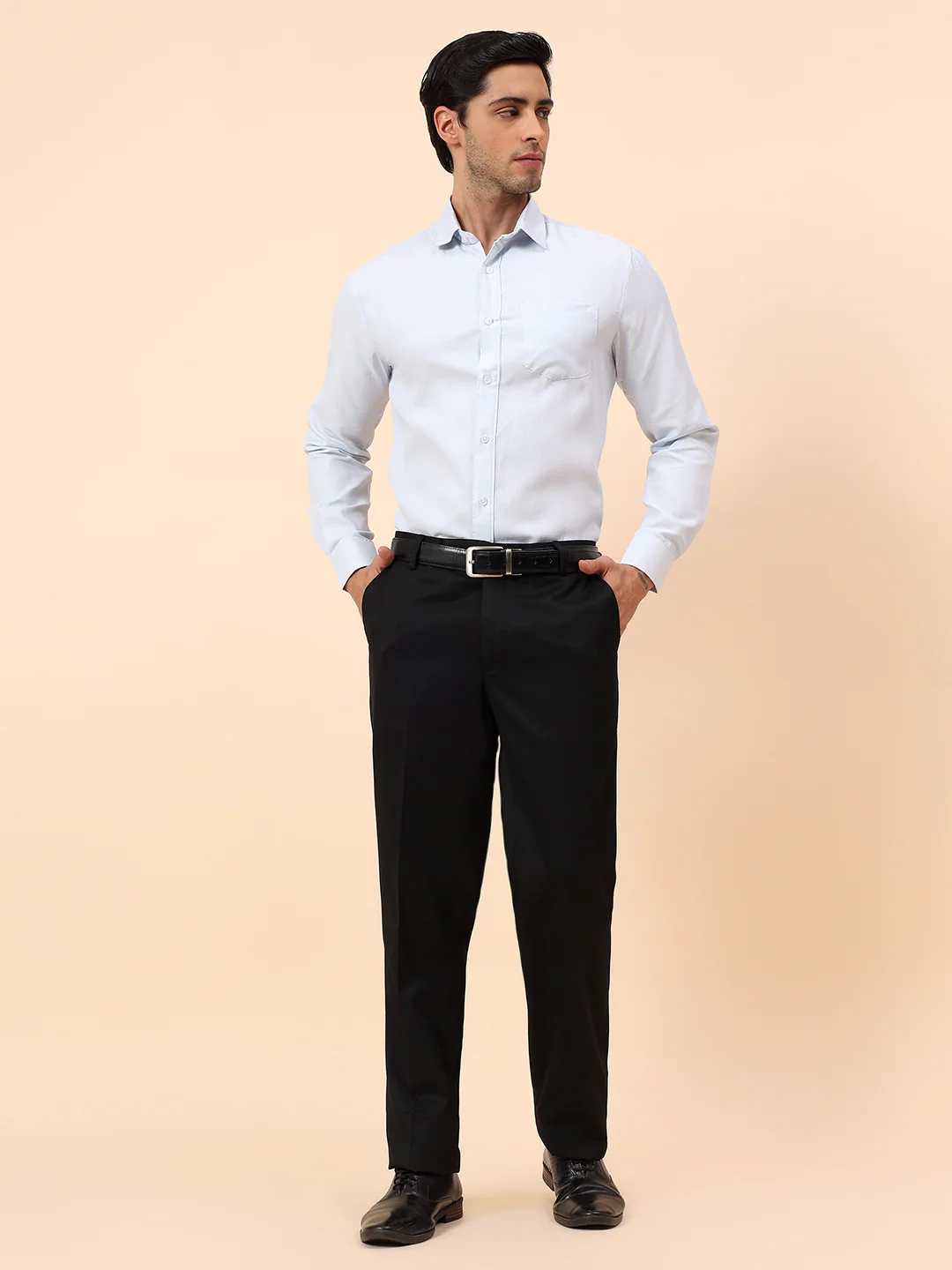 Formal Trousers for Men l Breathable & Soft with Color Fastness Regular Fit Poly Viscose Fabric Solid Pattern Hook & Eye Closure - Image 8