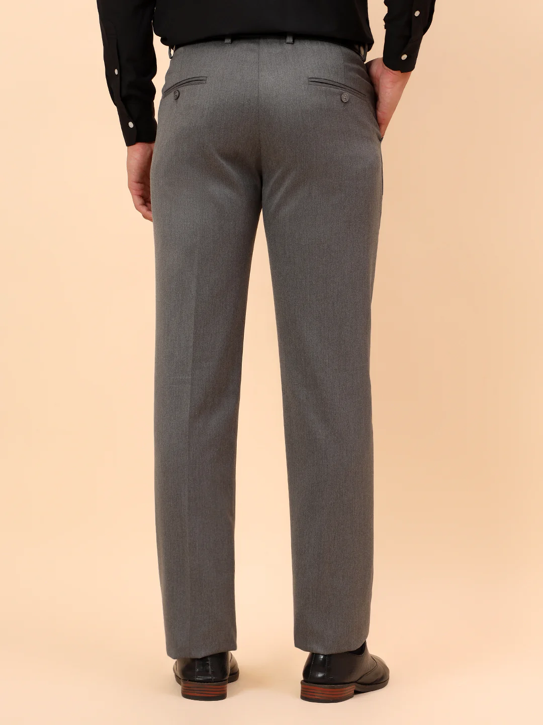 Formal Trousers for Men l Breathable & Soft with Color Fastness Regular Fit Poly Viscose Fabric Solid Pattern Hook & Eye Closure - Image 6