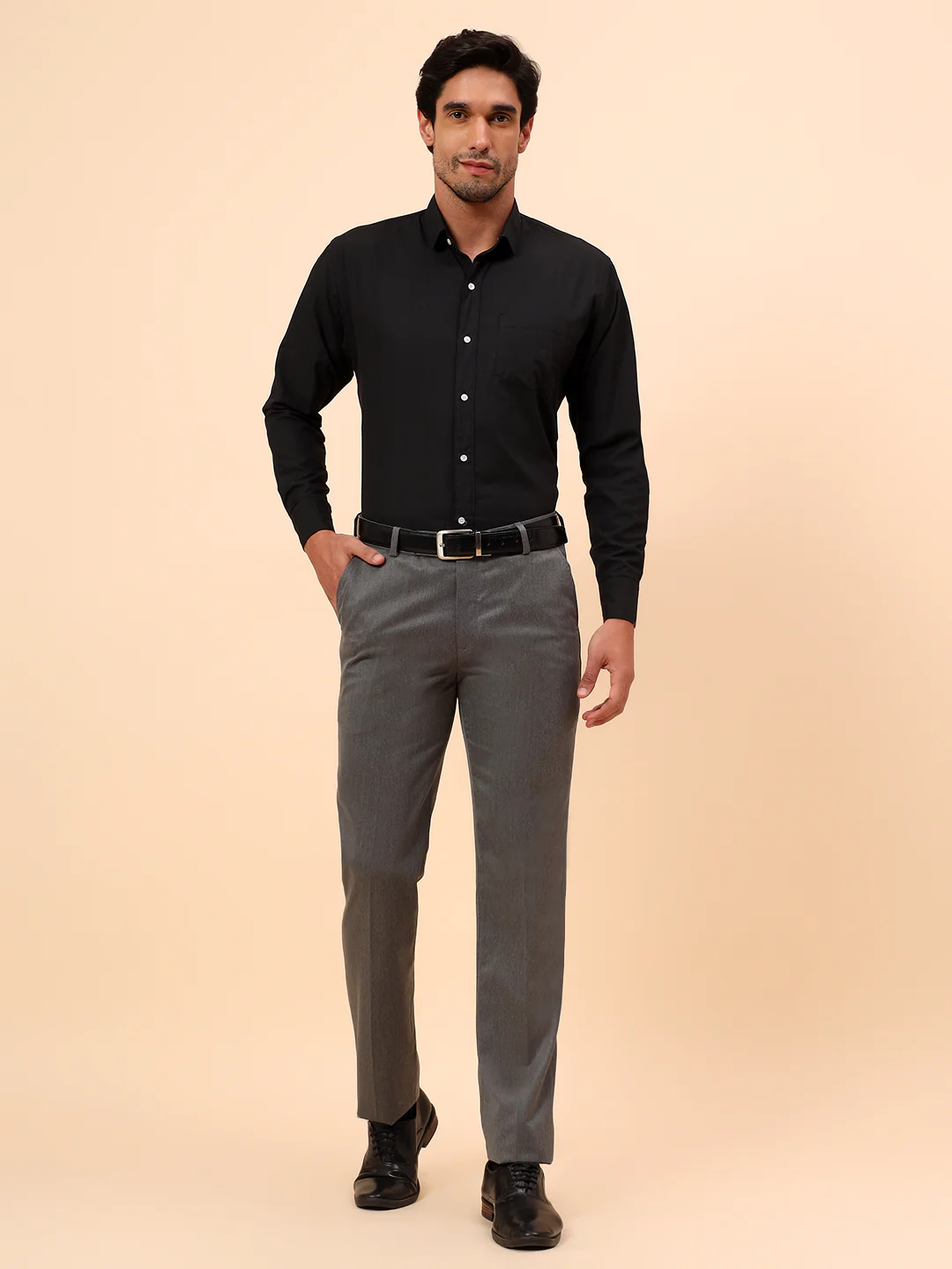 Formal Trousers for Men l Breathable & Soft with Color Fastness Regular Fit Poly Viscose Fabric Solid Pattern Hook & Eye Closure - Image 8