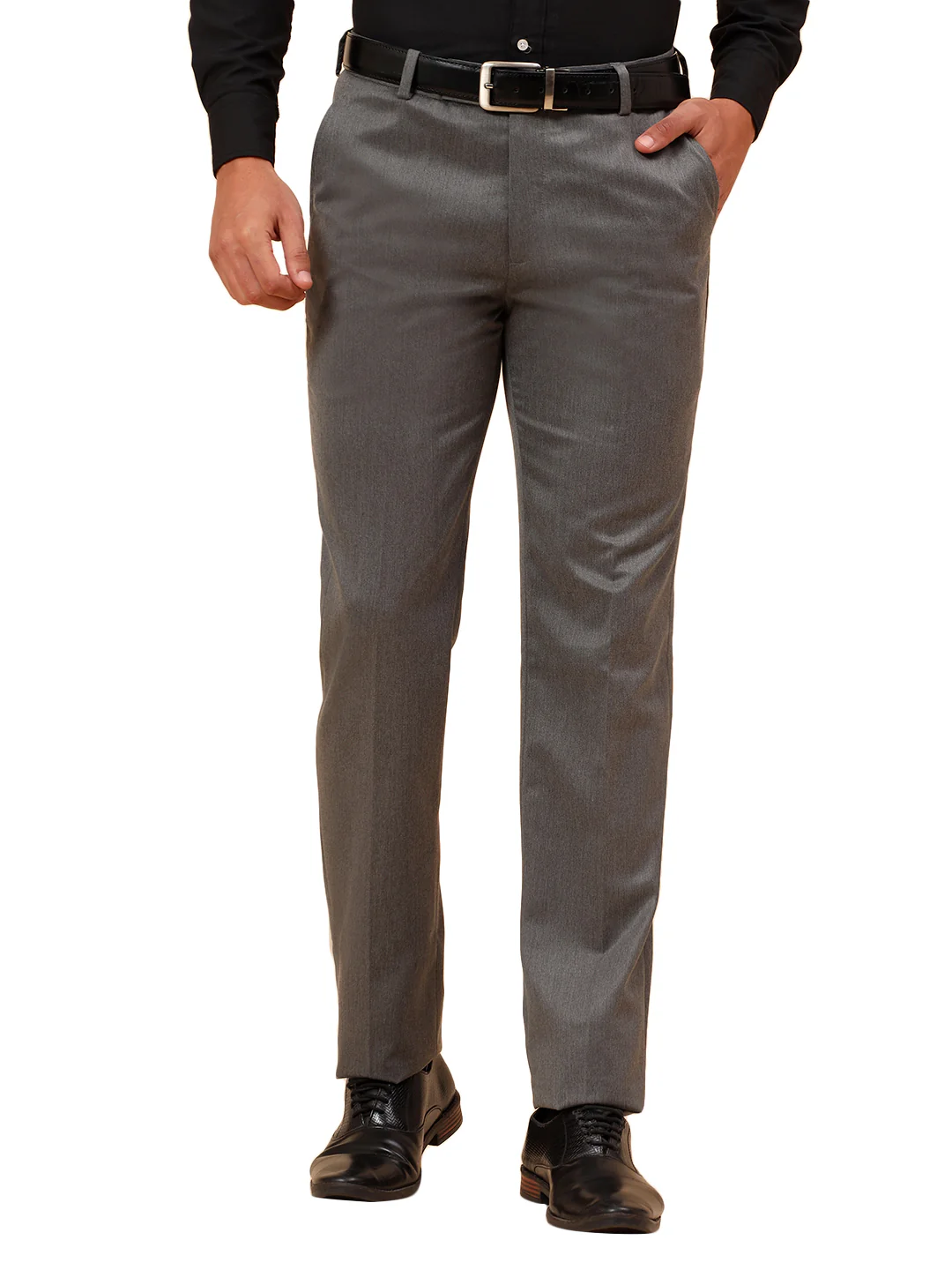 Formal Trousers for Men l Breathable & Soft with Color Fastness Regular Fit Poly Viscose Fabric Solid Pattern Hook & Eye Closure - Image 9