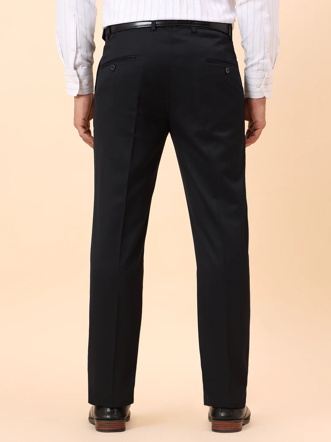Formal Trousers for Men l Breathable & Soft with Color Fastness Regular Fit Poly Viscose Fabric Solid Pattern Hook & Eye Closure - Image 6