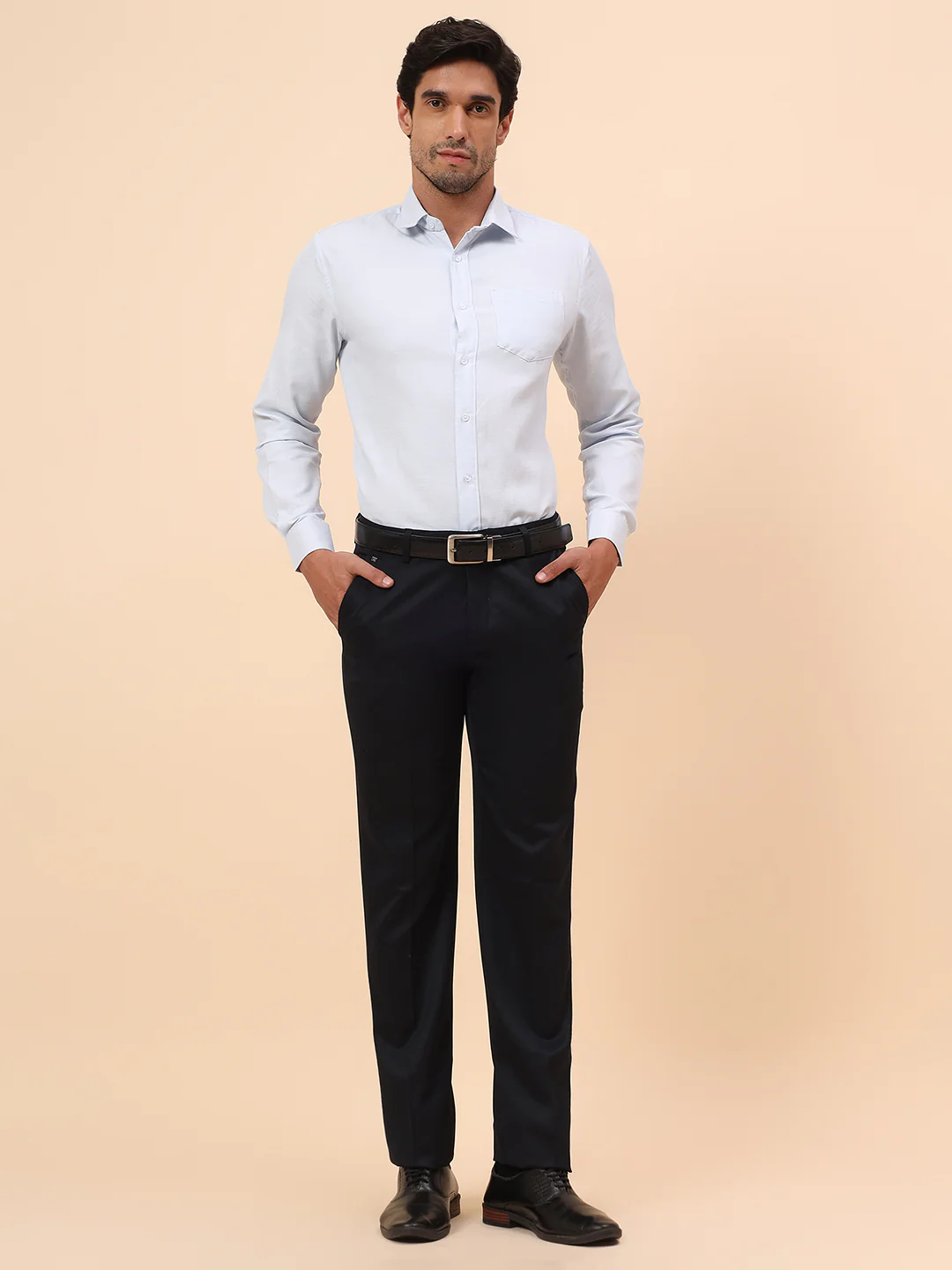 Formal Trousers for Men l Breathable & Soft with Color Fastness Regular Fit Poly Viscose Fabric Solid Pattern Hook & Eye Closure - Image 8