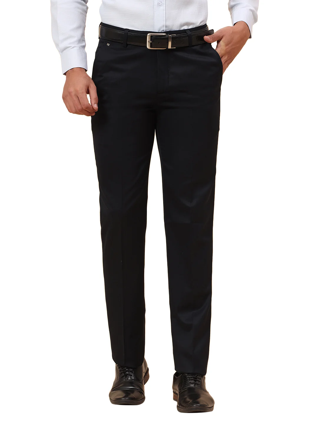 Formal Trousers for Men l Breathable & Soft with Color Fastness Regular Fit Poly Viscose Fabric Solid Pattern Hook & Eye Closure - Image 9