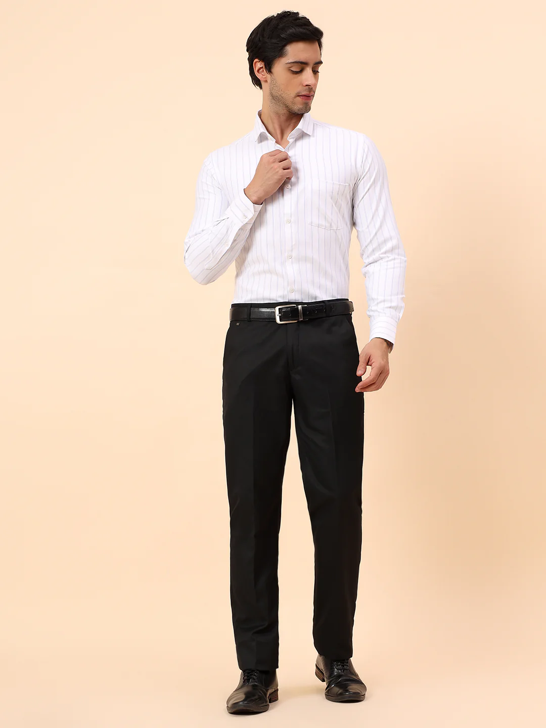 Formal Trousers for Men l Breathable & Soft with Color Fastness Regular Fit Poly Viscose Fabric Solid Pattern Hook & Eye Closure - Image 8