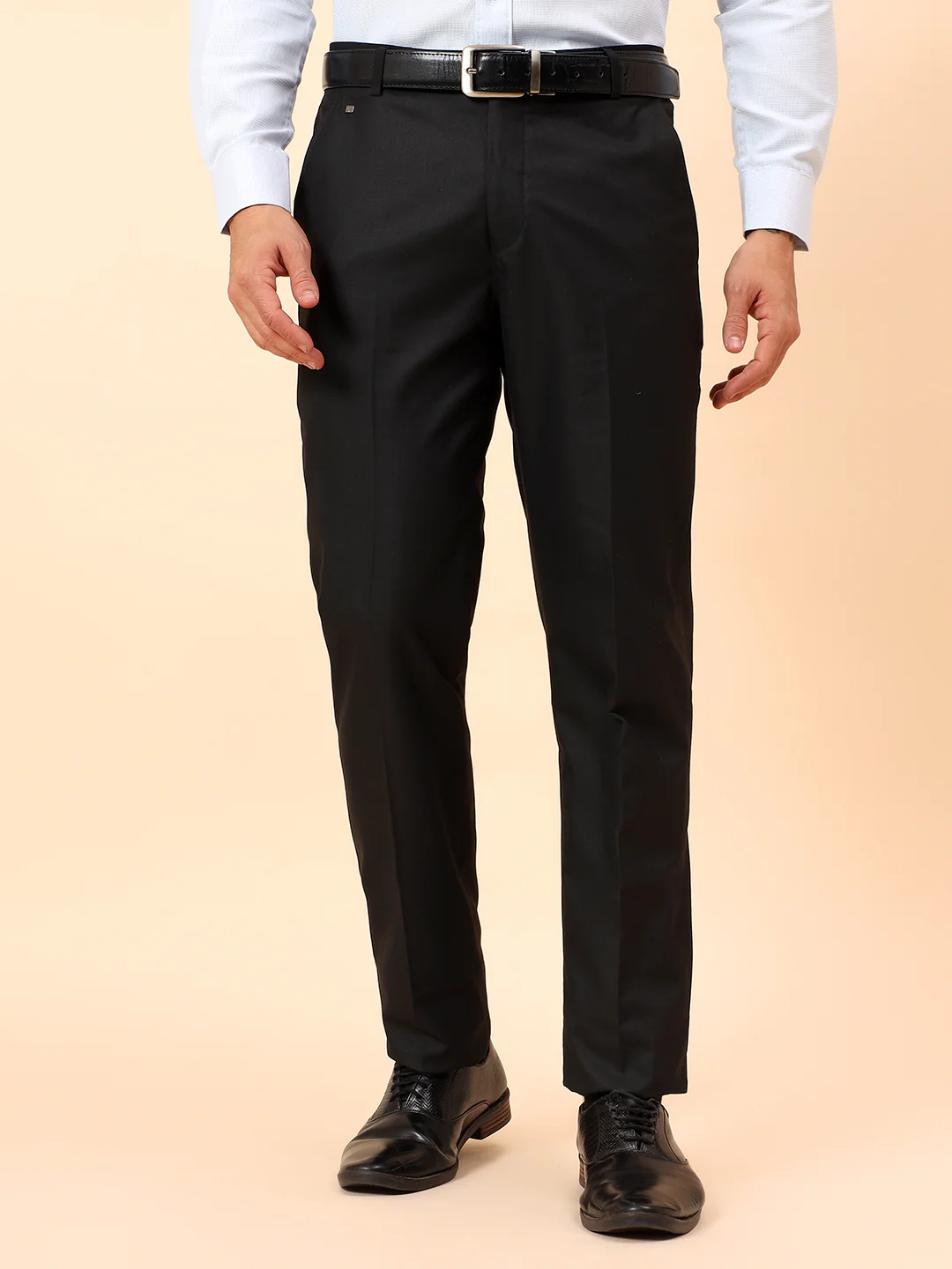 Formal Trousers for Men l Breathable & Soft with Color Fastness Regular Fit Poly Viscose Fabric Solid Pattern Hook & Eye Closure - Image 3