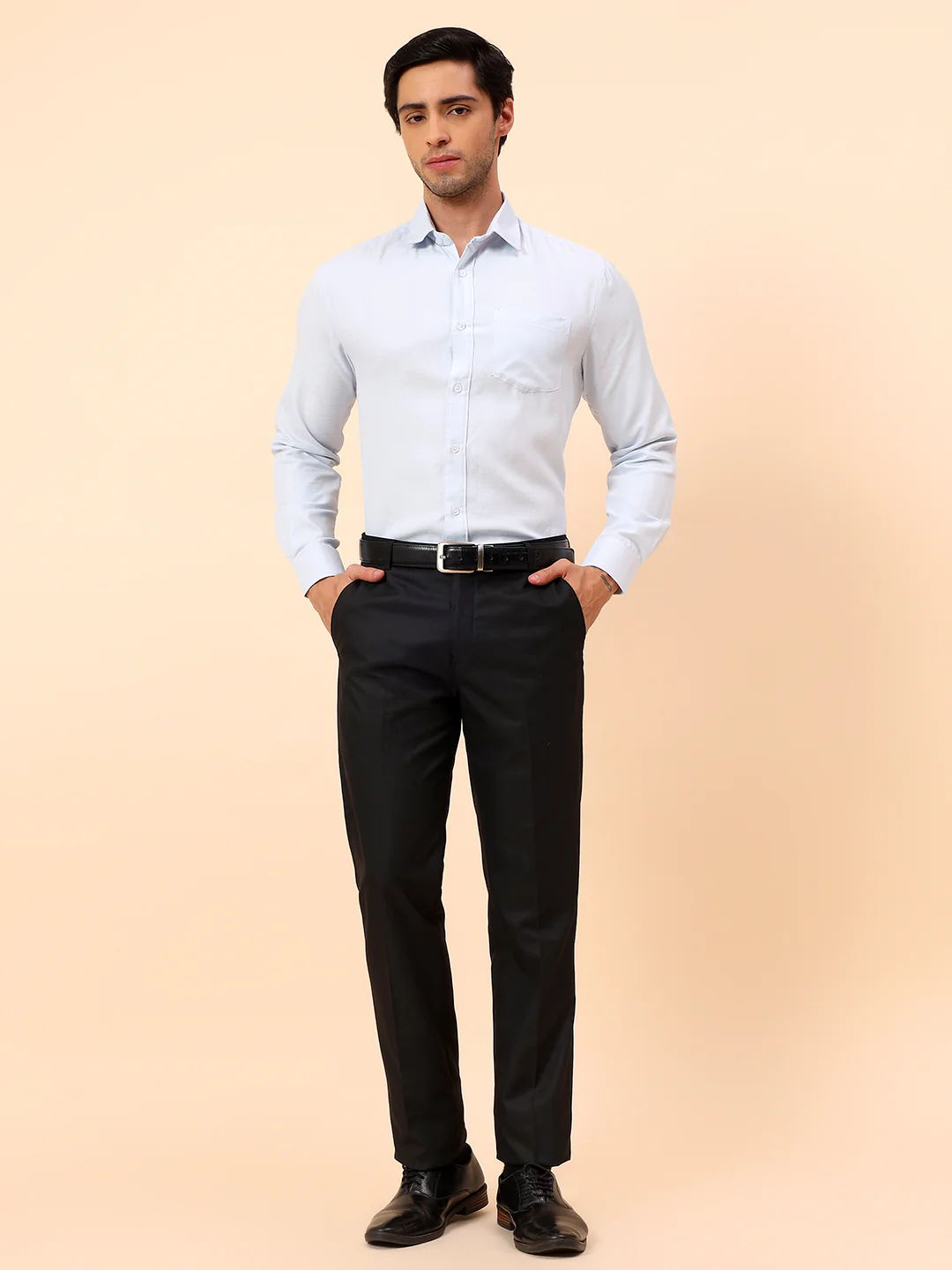 Formal Trousers for Men l Breathable & Soft with Color Fastness Regular Fit Poly Viscose Fabric Solid Pattern Hook & Eye Closure - Image 8