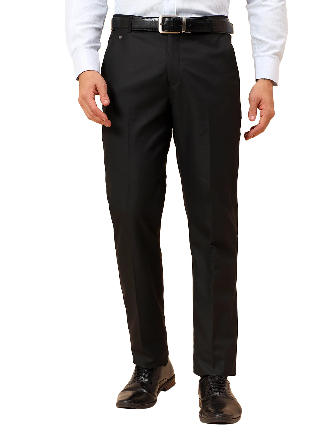 Formal Trousers for Men l Breathable & Soft with Color Fastness Regular Fit Poly Viscose Fabric Solid Pattern Hook & Eye Closure - Image 9