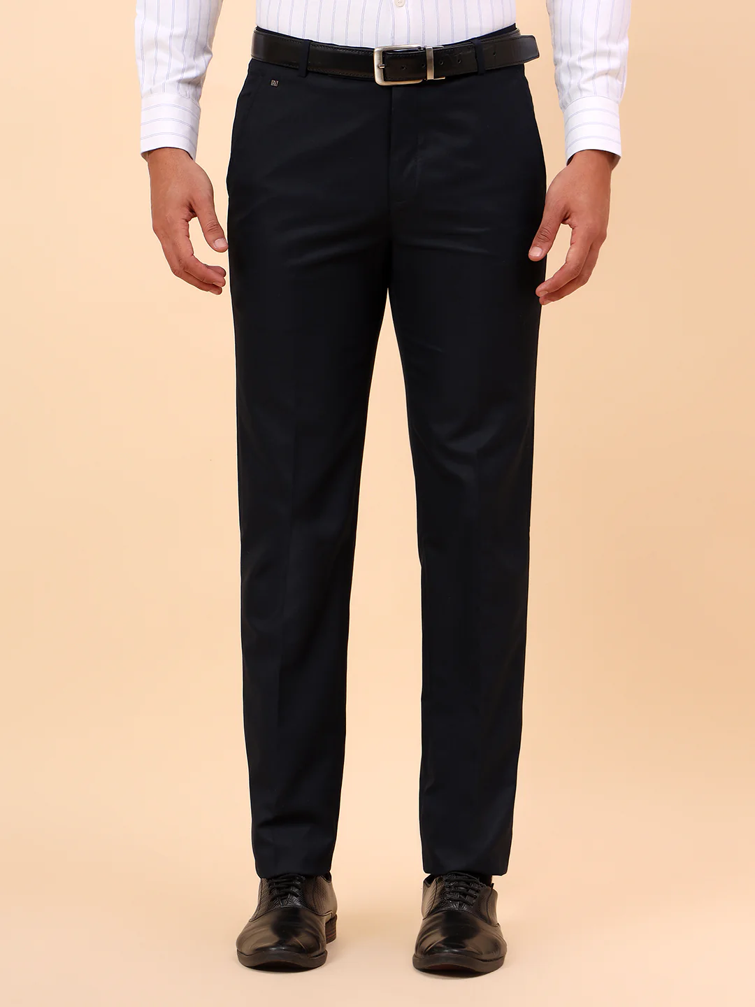 Formal Trousers for Men l Breathable & Soft with Color Fastness Regular Fit Poly Viscose Fabric Solid Pattern Hook & Eye Closure - Image 3