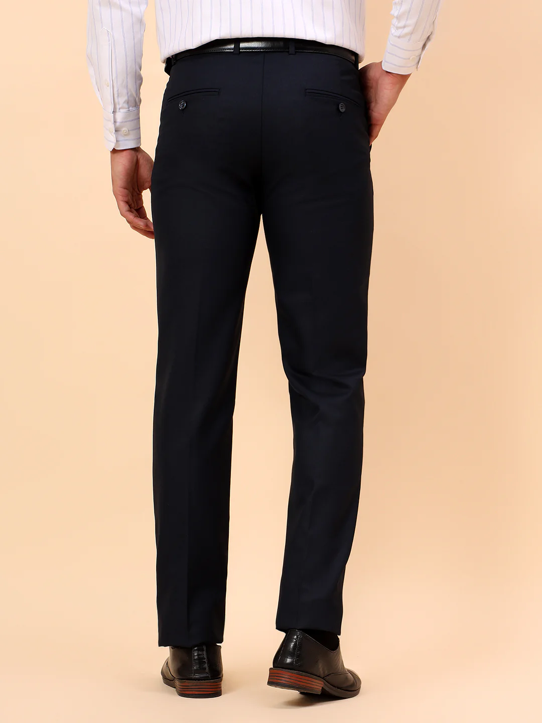Formal Trousers for Men l Breathable & Soft with Color Fastness Regular Fit Poly Viscose Fabric Solid Pattern Hook & Eye Closure - Image 6