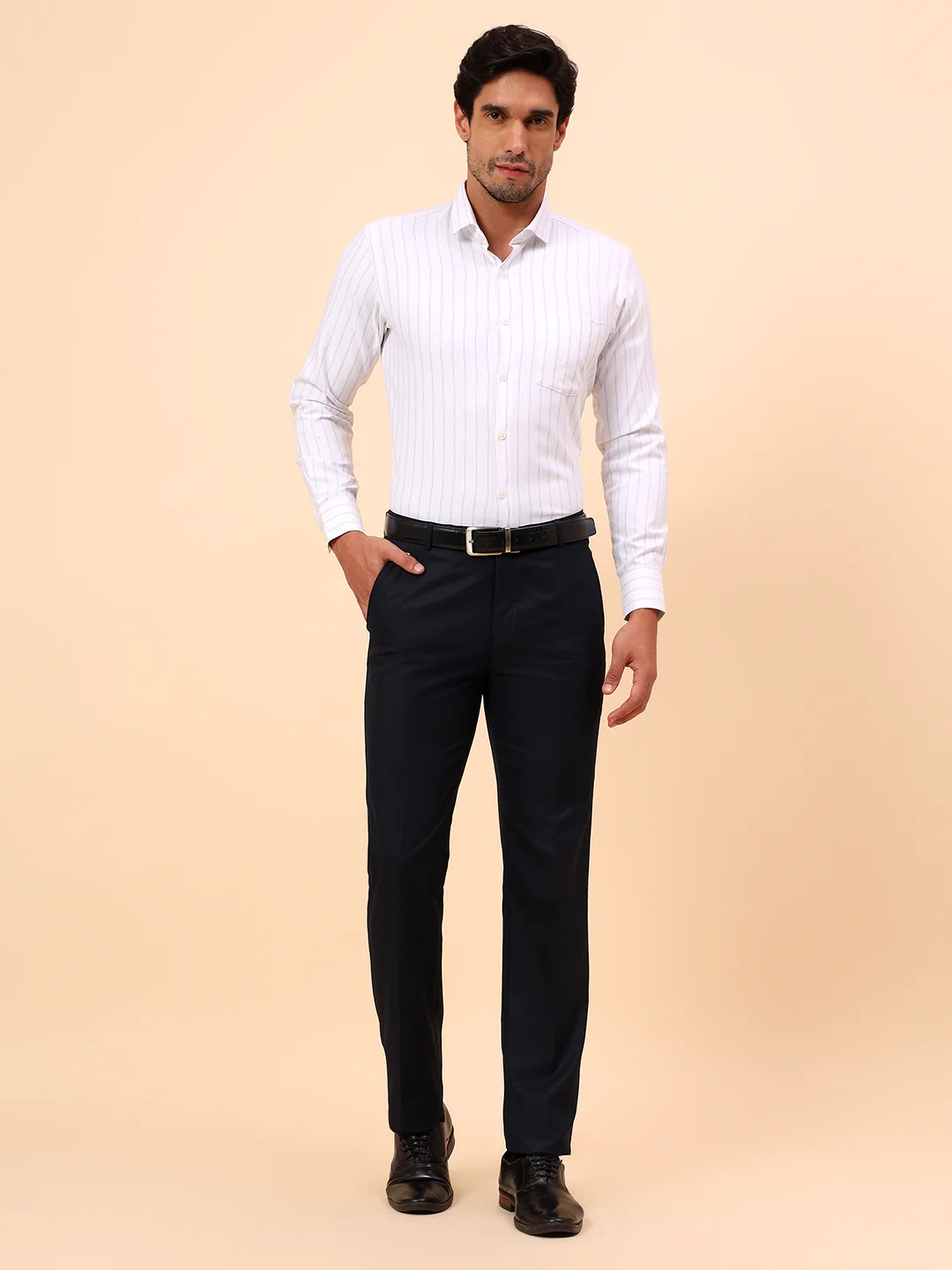 Formal Trousers for Men l Breathable & Soft with Color Fastness Regular Fit Poly Viscose Fabric Solid Pattern Hook & Eye Closure - Image 8