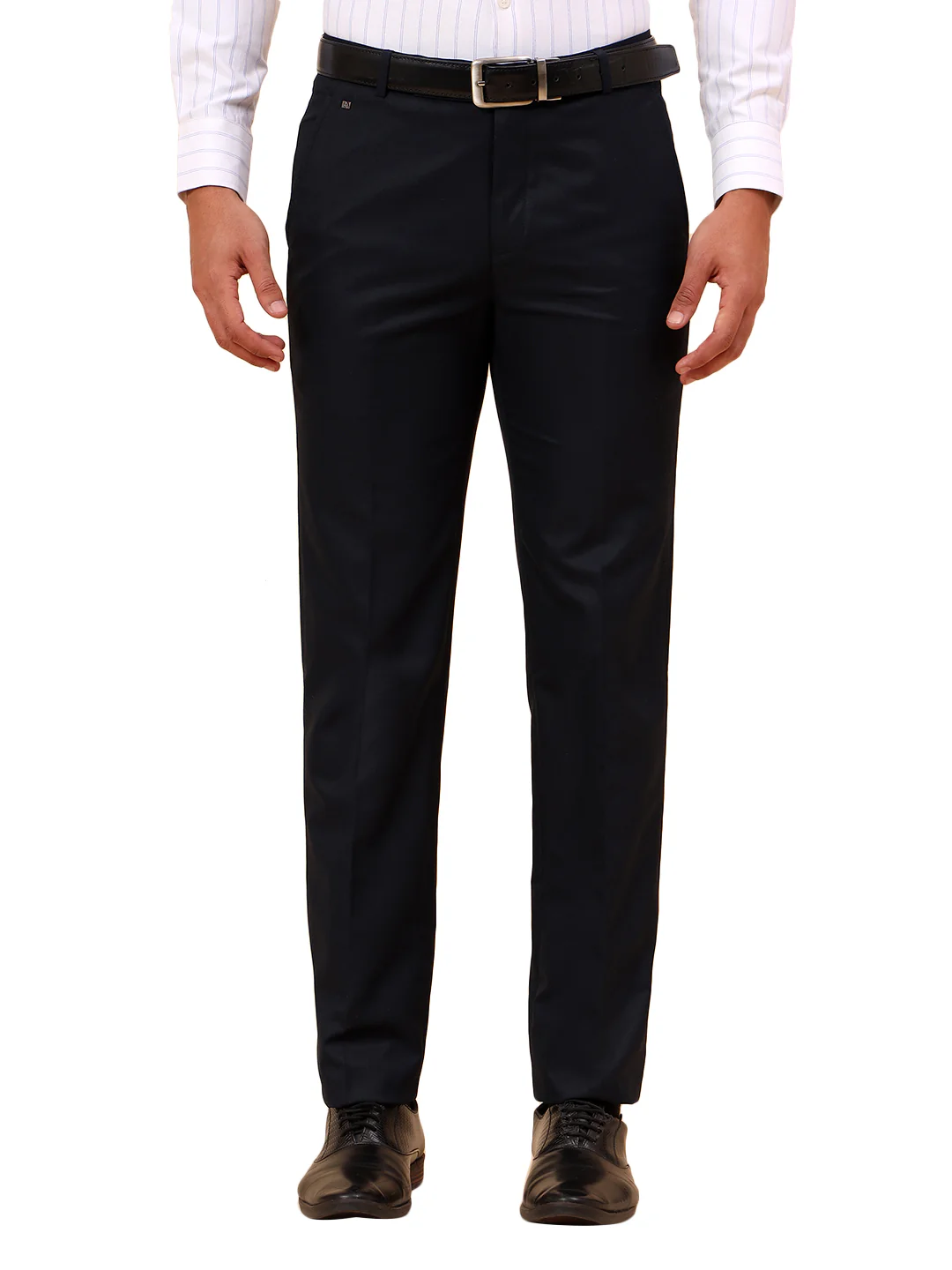 Formal Trousers for Men l Breathable & Soft with Color Fastness Regular Fit Poly Viscose Fabric Solid Pattern Hook & Eye Closure - Image 9