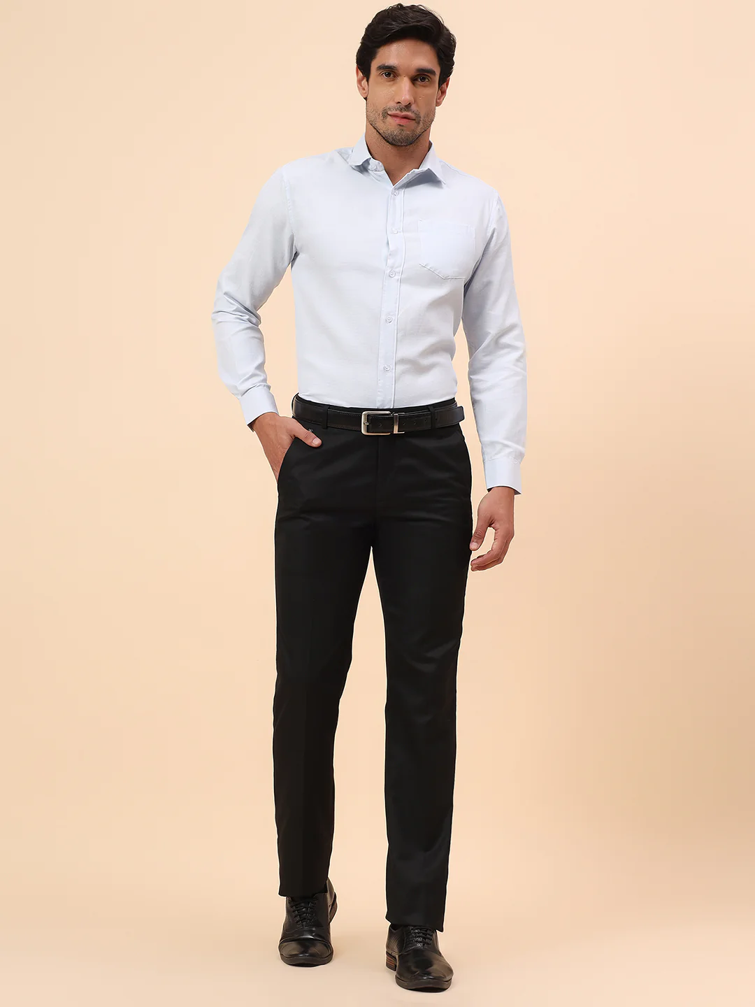 Formal Trousers for Men l Breathable & Soft with Color Fastness Regular Fit Poly Viscose Fabric Solid Pattern Hook & Eye Closure - Image 8