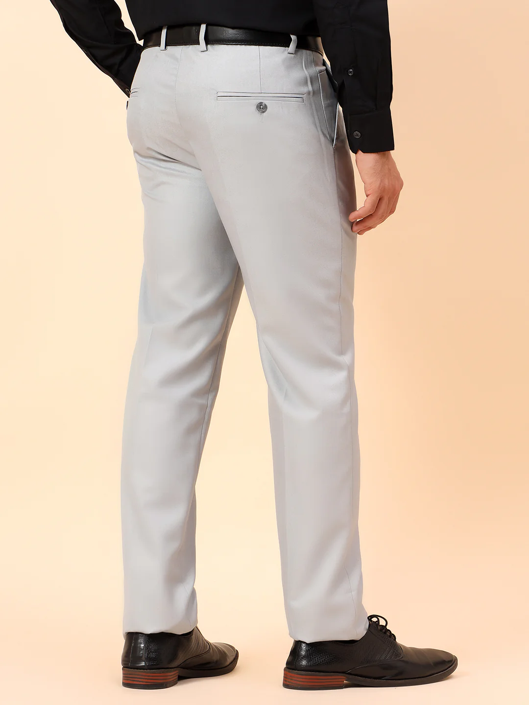 Formal Trousers for Men l Breathable & Soft with Color Fastness Regular Fit Poly Viscose Fabric Solid Pattern Hook & Eye Closure - Image 6