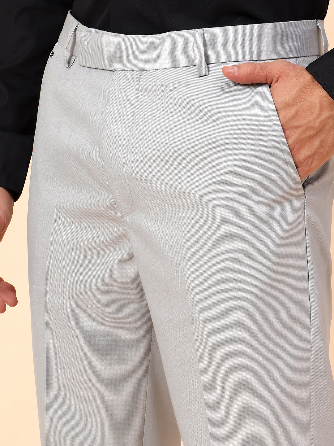 Formal Trousers for Men l Breathable & Soft with Color Fastness Regular Fit Poly Viscose Fabric Solid Pattern Hook & Eye Closure - Image 7