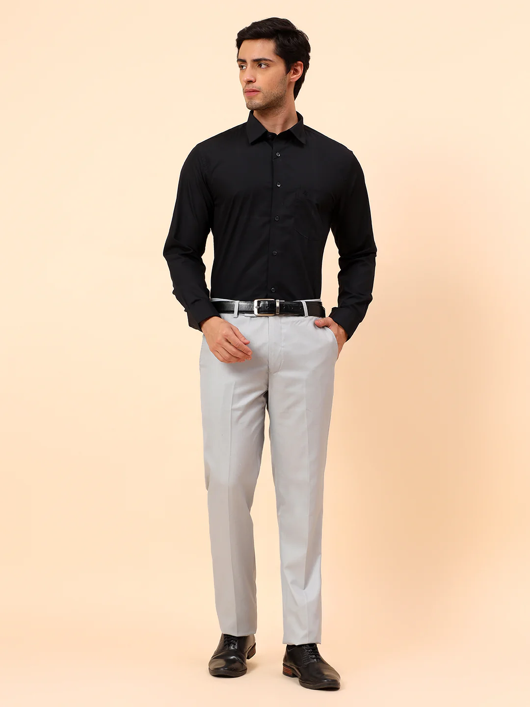Formal Trousers for Men l Breathable & Soft with Color Fastness Regular Fit Poly Viscose Fabric Solid Pattern Hook & Eye Closure - Image 8
