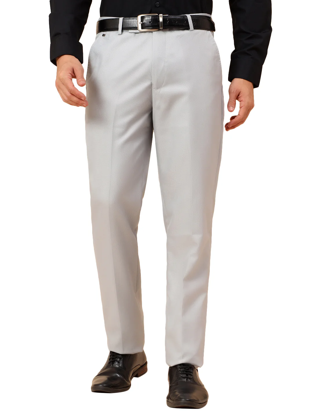 Formal Trousers for Men l Breathable & Soft with Color Fastness Regular Fit Poly Viscose Fabric Solid Pattern Hook & Eye Closure - Image 9