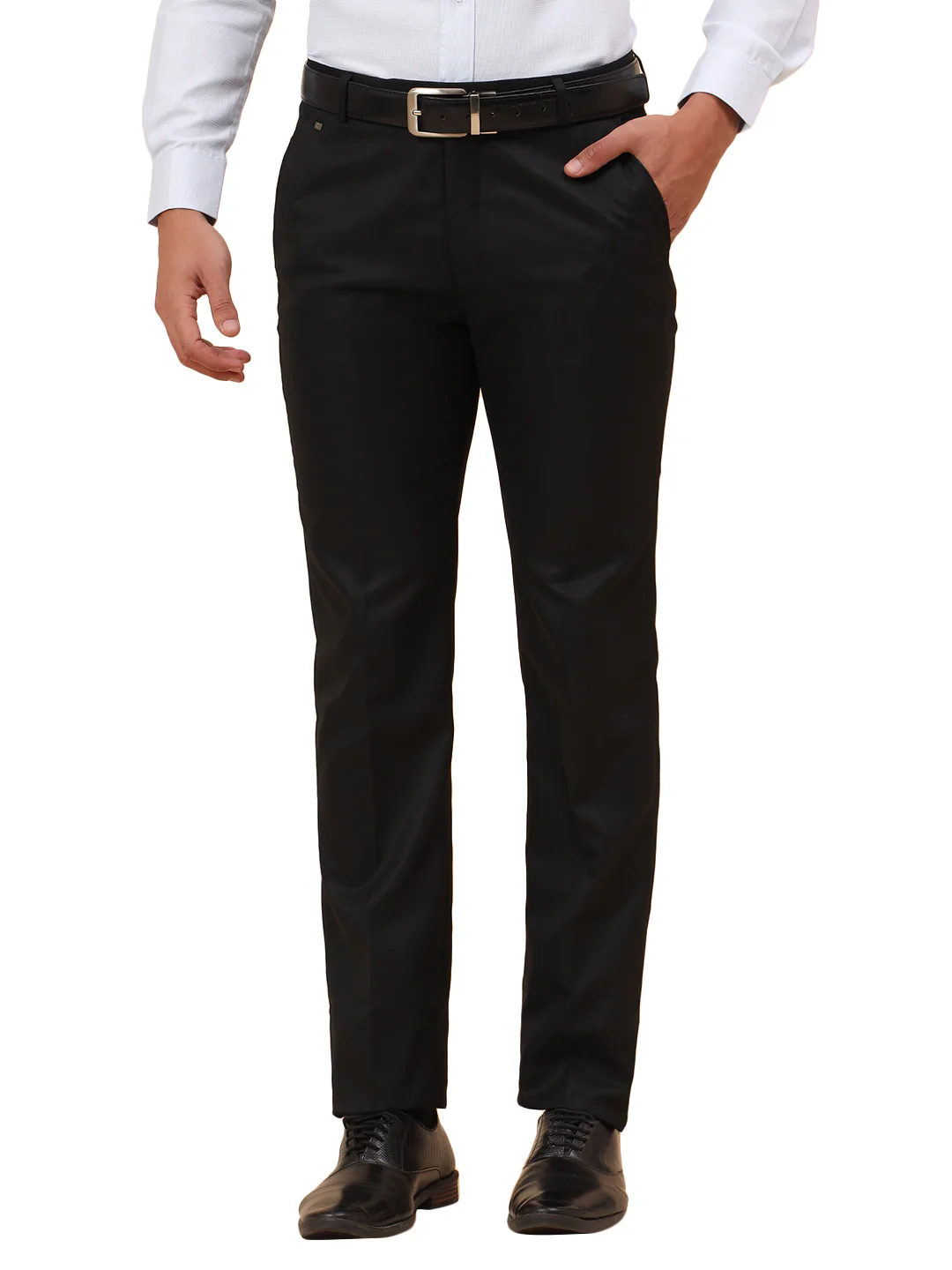 Formal Trousers for Men l Breathable & Soft with Color Fastness Regular Fit Poly Viscose Fabric Solid Pattern Hook & Eye Closure - Image 9