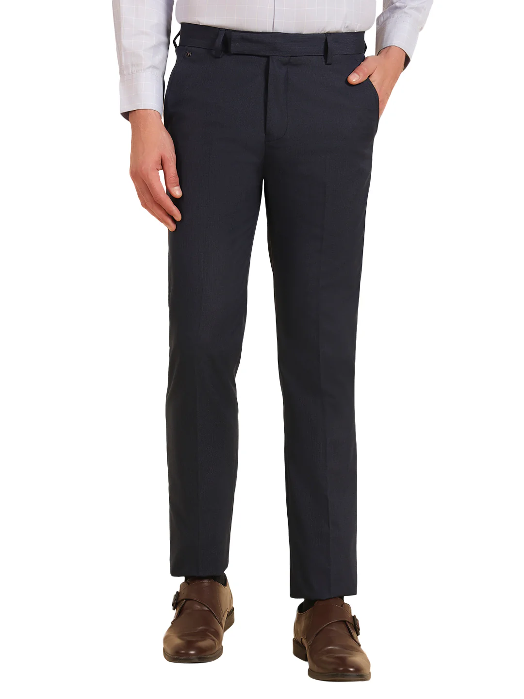 Formal Trouser for Men | Breathable & Soft with Color Fastness Regular Fit Poly Viscose Fabric Self Design Pattern Hook & Eye Closure - Image 2