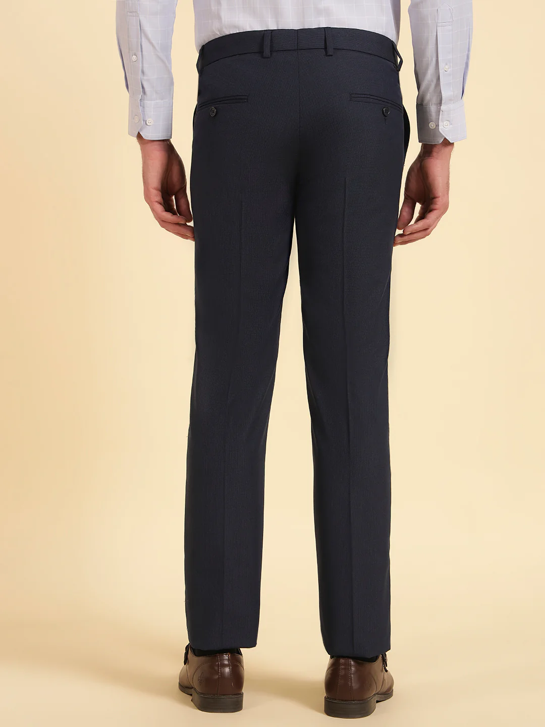 Formal Trouser for Men | Breathable & Soft with Color Fastness Regular Fit Poly Viscose Fabric Self Design Pattern Hook & Eye Closure - Image 6