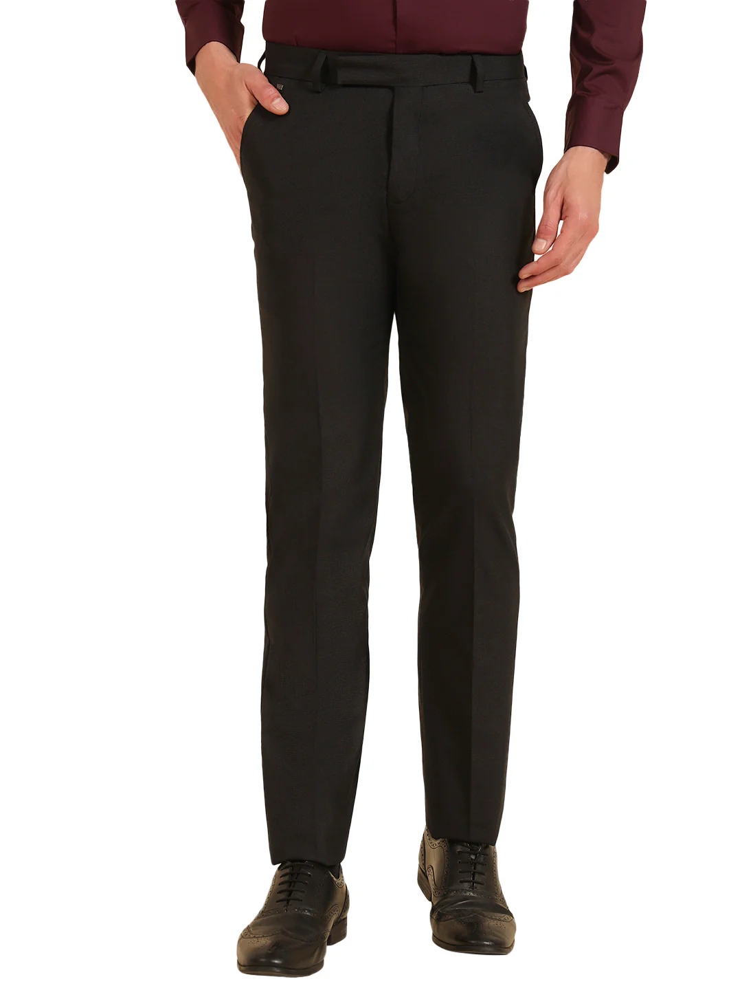 Formal Trouser for Men | Breathable & Soft with Color Fastness Regular Fit Poly Viscose Fabric Self Design Pattern Hook & Eye Closure - Image 2