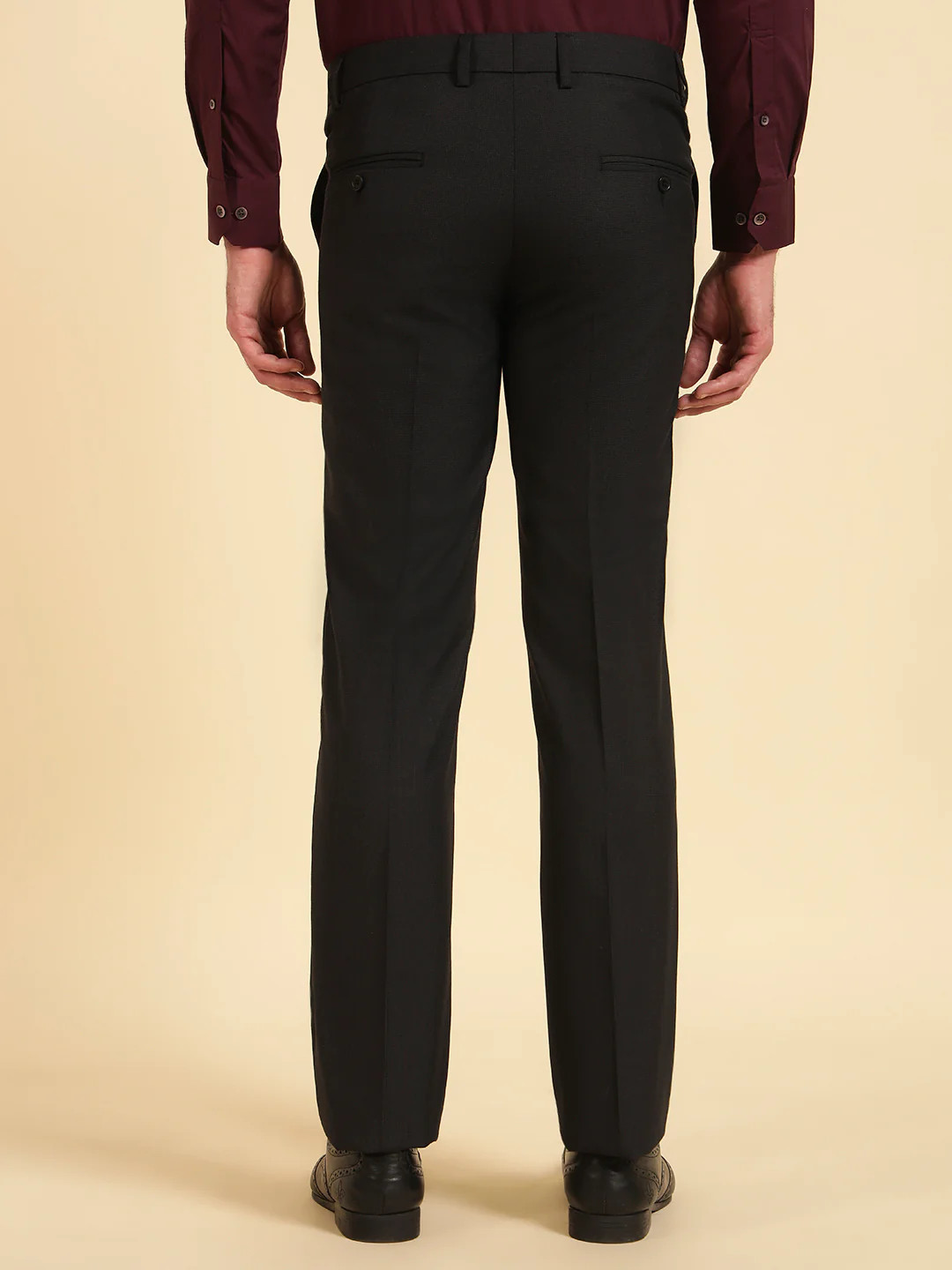 Formal Trouser for Men | Breathable & Soft with Color Fastness Regular Fit Poly Viscose Fabric Self Design Pattern Hook & Eye Closure - Image 7