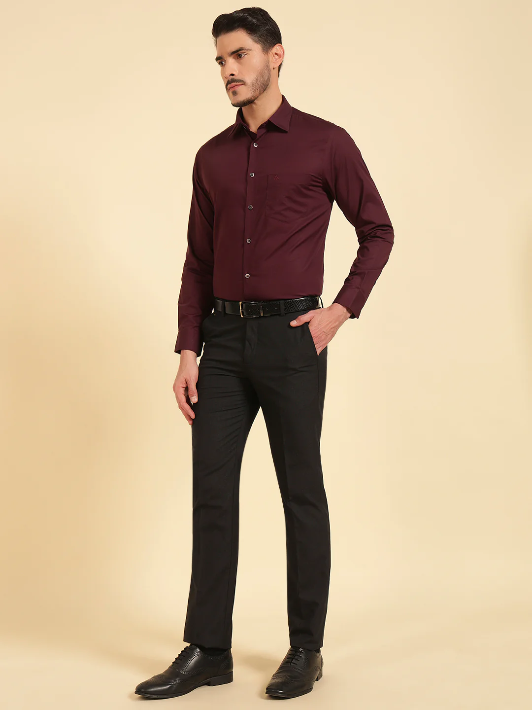 Formal Trouser for Men | Breathable & Soft with Color Fastness Regular Fit Poly Viscose Fabric Self Design Pattern Hook & Eye Closure - Image 8