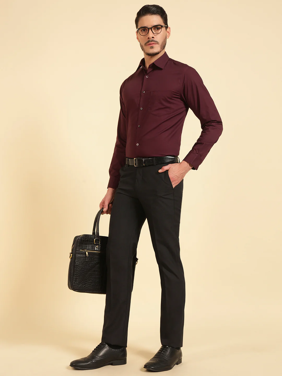 Formal Trouser for Men | Breathable & Soft with Color Fastness Regular Fit Poly Viscose Fabric Self Design Pattern Hook & Eye Closure - Image 9