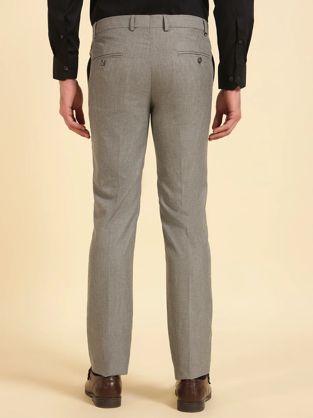 Formal Trouser for Men | Breathable & Soft with Color Fastness Regular Fit Poly Viscose Fabric Self Design Pattern Hook & Eye Closure - Image 8