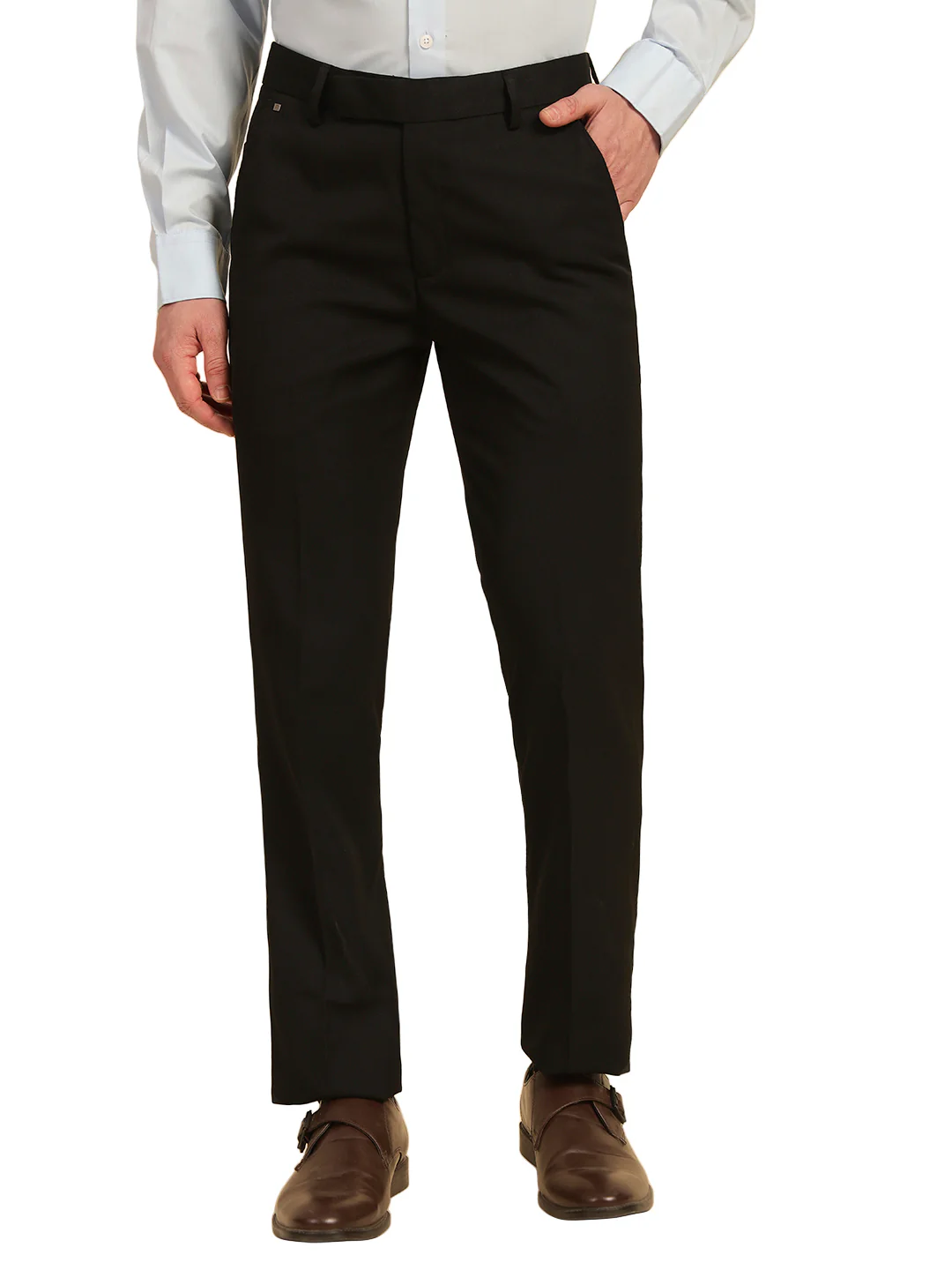 Formal Trouser for Men | Breathable & Soft with Color Fastness Regular Fit Poly Viscose Fabric Solid Pattern Hook & Eye Closure - Image 2