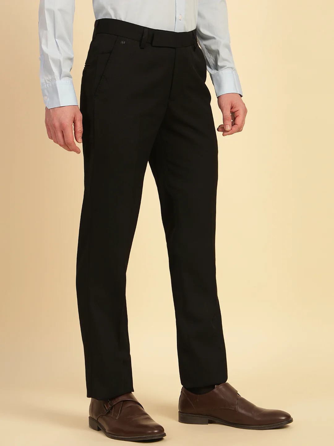 Formal Trouser for Men | Breathable & Soft with Color Fastness Regular Fit Poly Viscose Fabric Solid Pattern Hook & Eye Closure - Image 5