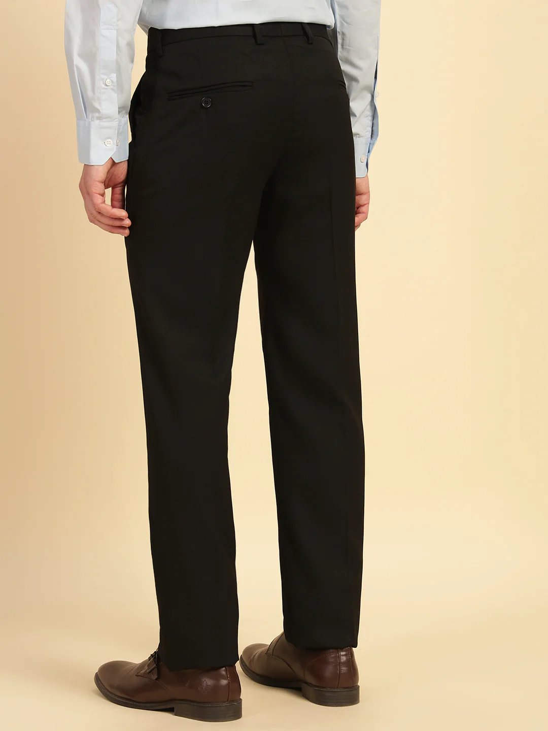 Formal Trouser for Men | Breathable & Soft with Color Fastness Regular Fit Poly Viscose Fabric Solid Pattern Hook & Eye Closure - Image 7