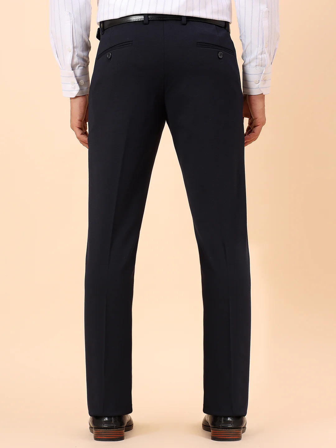 Formal Trousers for Men l Breathable & Soft with Color Fastness Regular Fit Spandex Fabric Solid Pattern Button Closure - Image 6