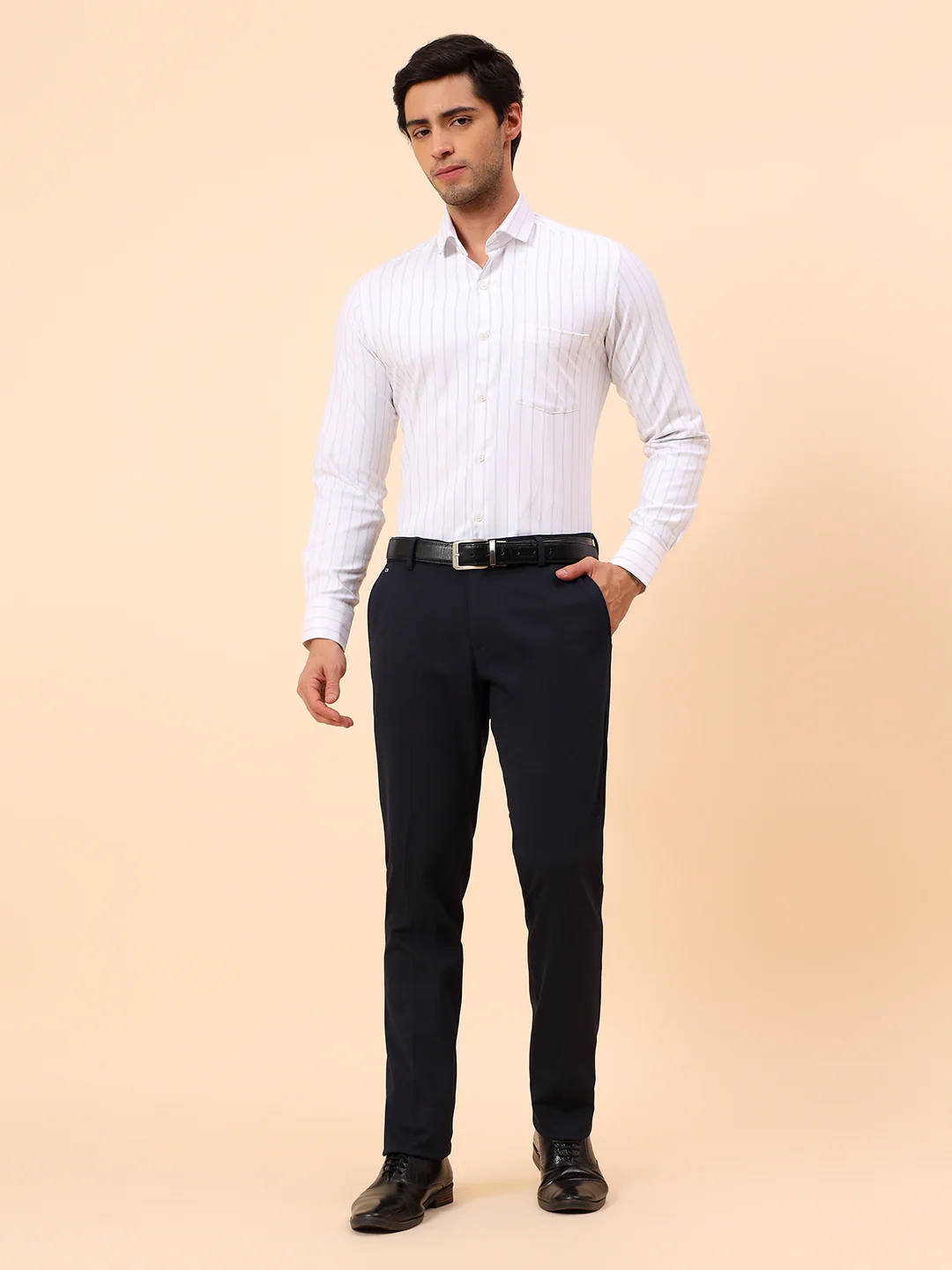 Formal Trousers for Men l Breathable & Soft with Color Fastness Regular Fit Spandex Fabric Solid Pattern Button Closure - Image 8