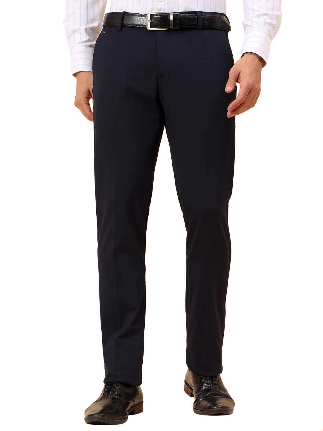 Formal Trousers for Men l Breathable & Soft with Color Fastness Regular Fit Spandex Fabric Solid Pattern Button Closure - Image 9