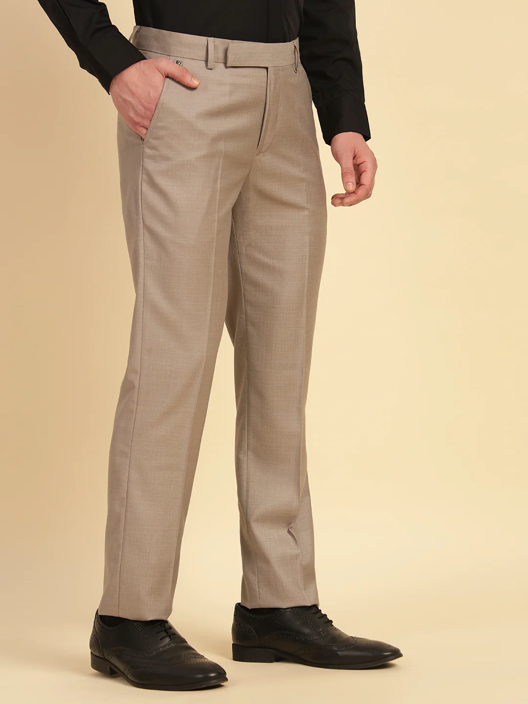 Formal Trouser for Men | Breathable & Soft with Color Fastness Regular Fit Terry Rayon Fabric Self Design Pattern Hook & Eye Closure - Image 5