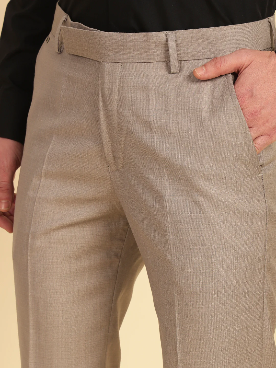 Formal Trouser for Men | Breathable & Soft with Color Fastness Regular Fit Terry Rayon Fabric Self Design Pattern Hook & Eye Closure - Image 6