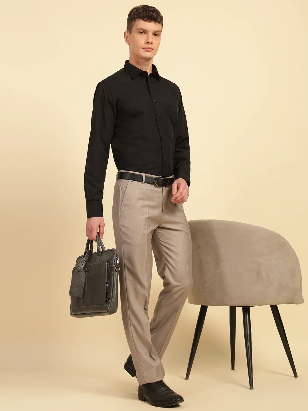 Formal Trouser for Men | Breathable & Soft with Color Fastness Regular Fit Terry Rayon Fabric Self Design Pattern Hook & Eye Closure - Image 9