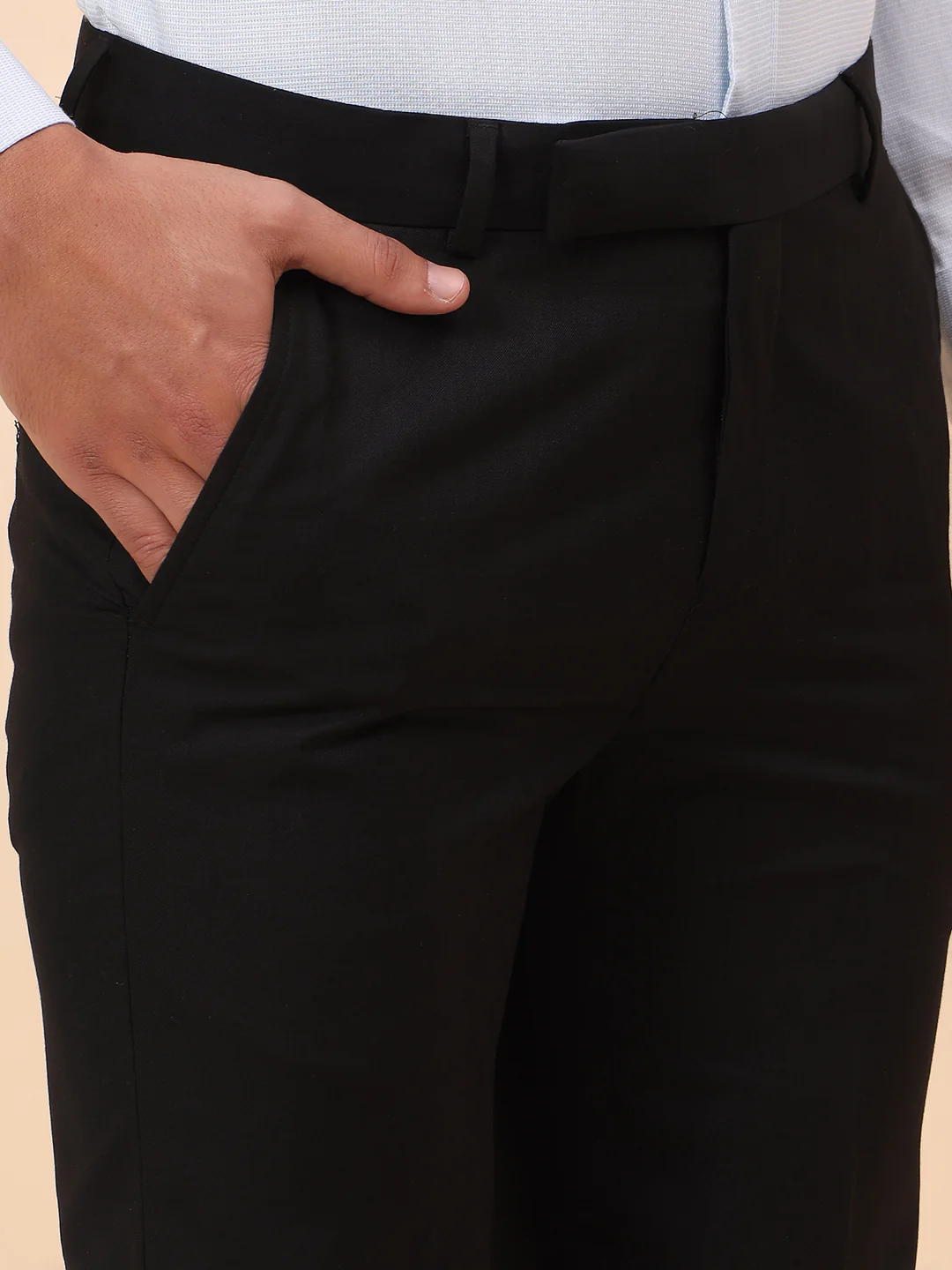Formal Trousers for Men l Breathable & Soft with Color Fastness Regular Fit Terry Rayon Fabric Solid Pattern Hook & Eye Closure - Image 7