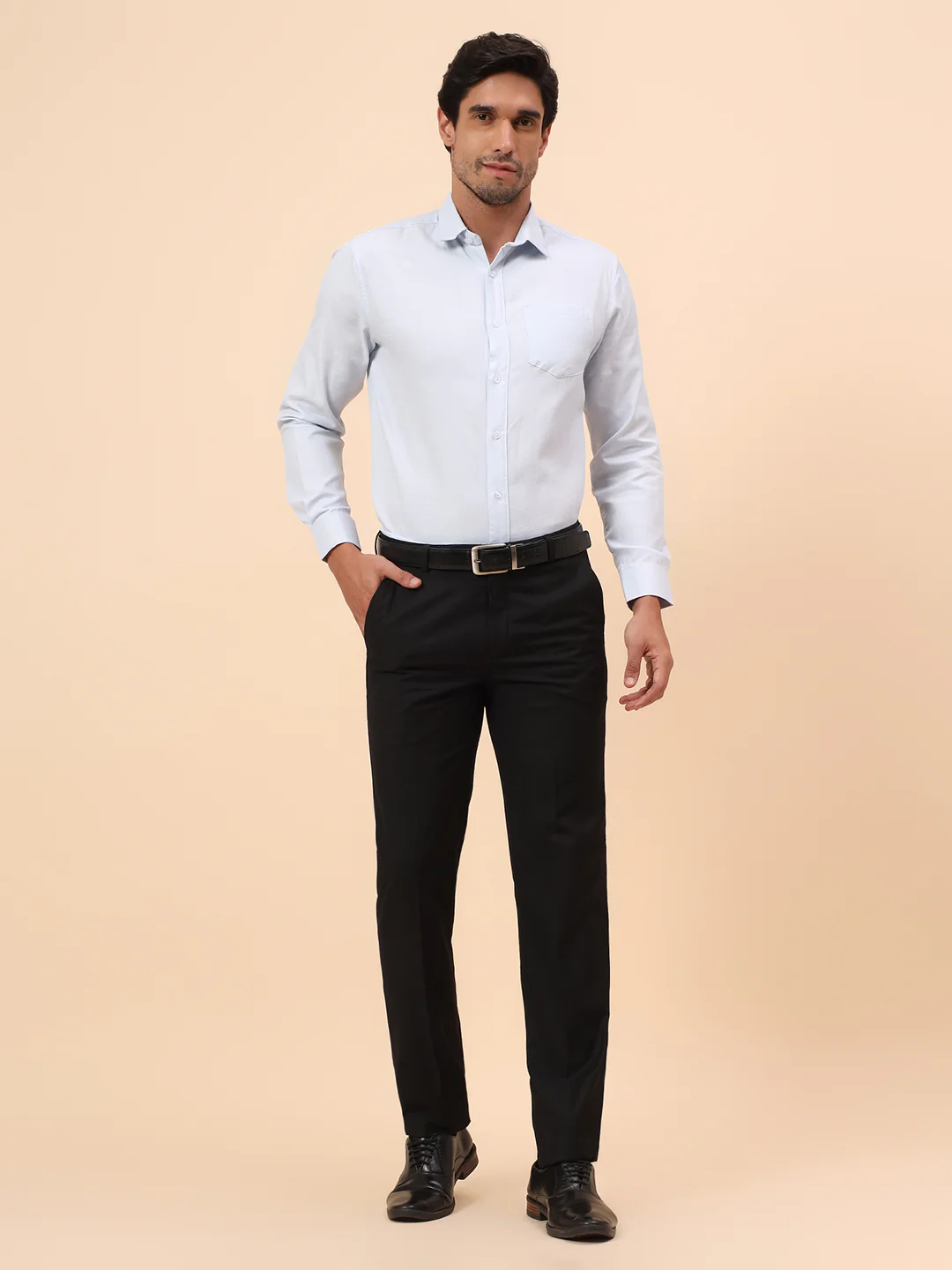 Formal Trousers for Men l Breathable & Soft with Color Fastness Regular Fit Terry Rayon Fabric Solid Pattern Hook & Eye Closure - Image 8