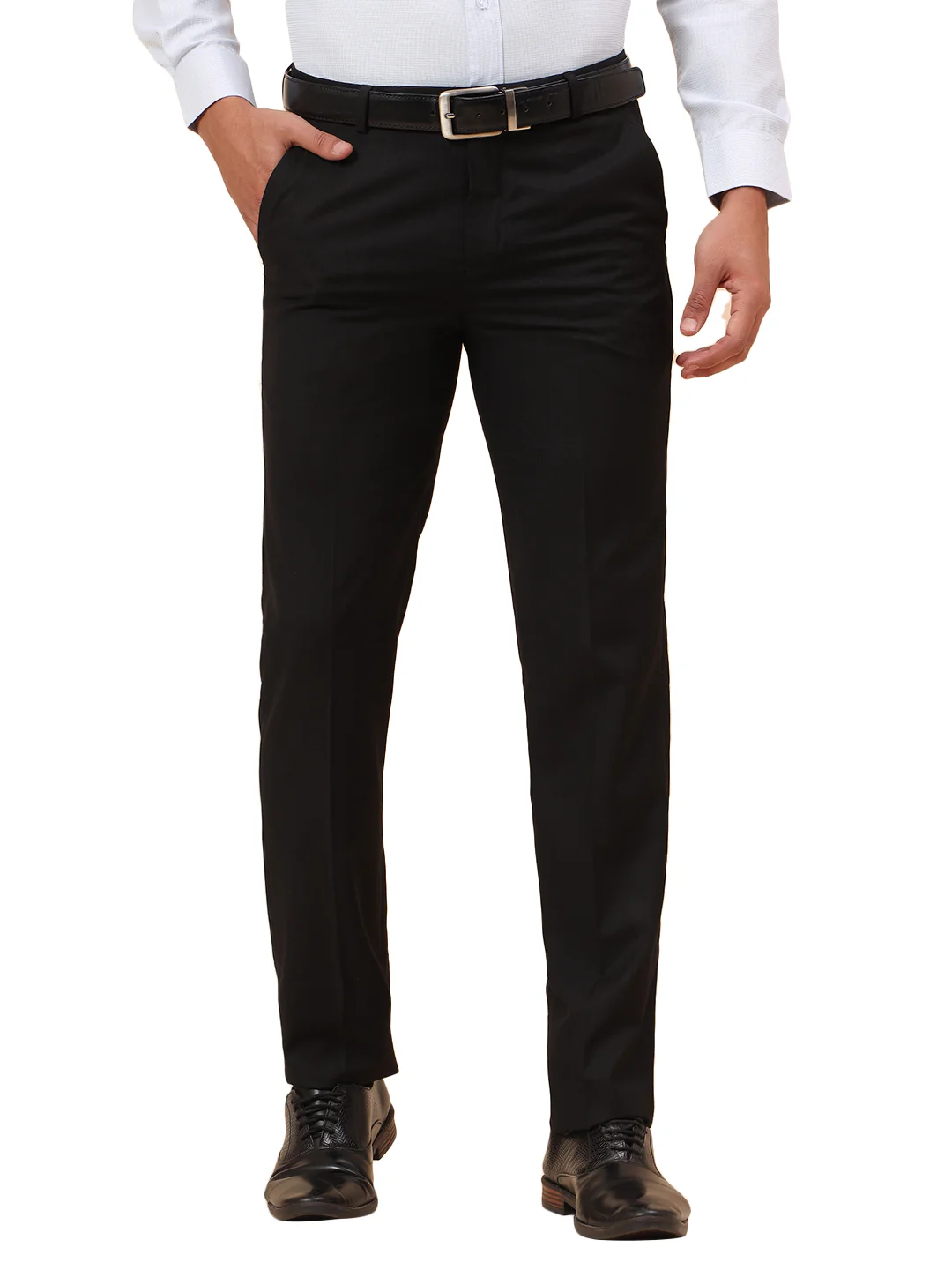 Formal Trousers for Men l Breathable & Soft with Color Fastness Regular Fit Terry Rayon Fabric Solid Pattern Hook & Eye Closure - Image 9