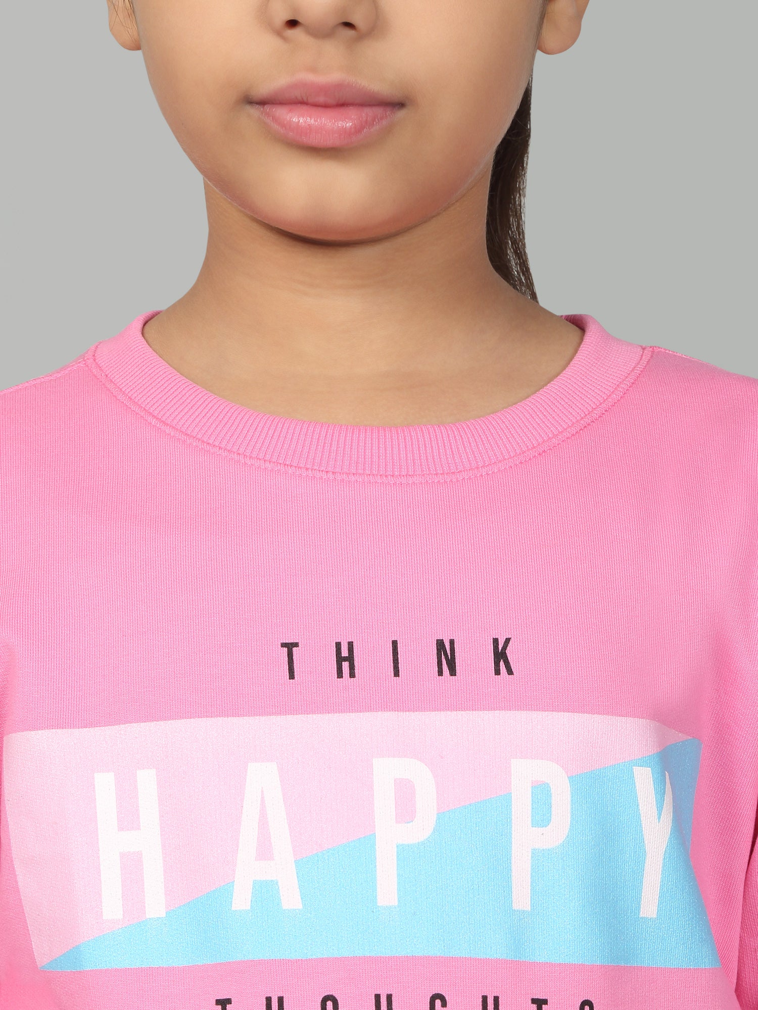 Girl's Casual Pink Full Sleeves Round Neck T-Shirt - Image 6