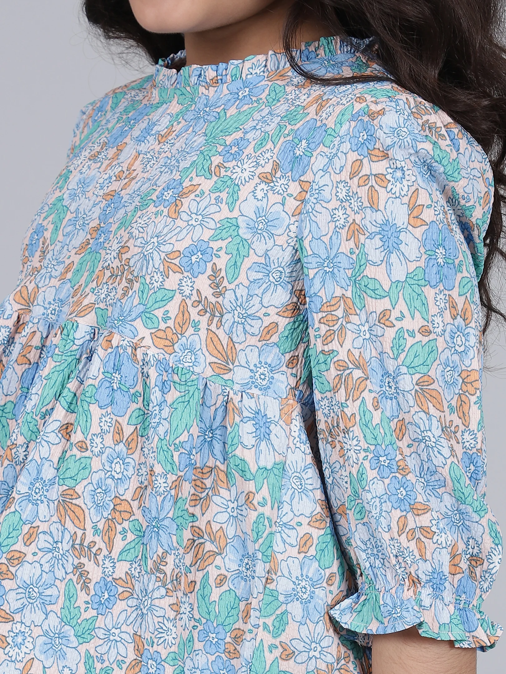 Girls Printed Blue Casual Top - Image 8