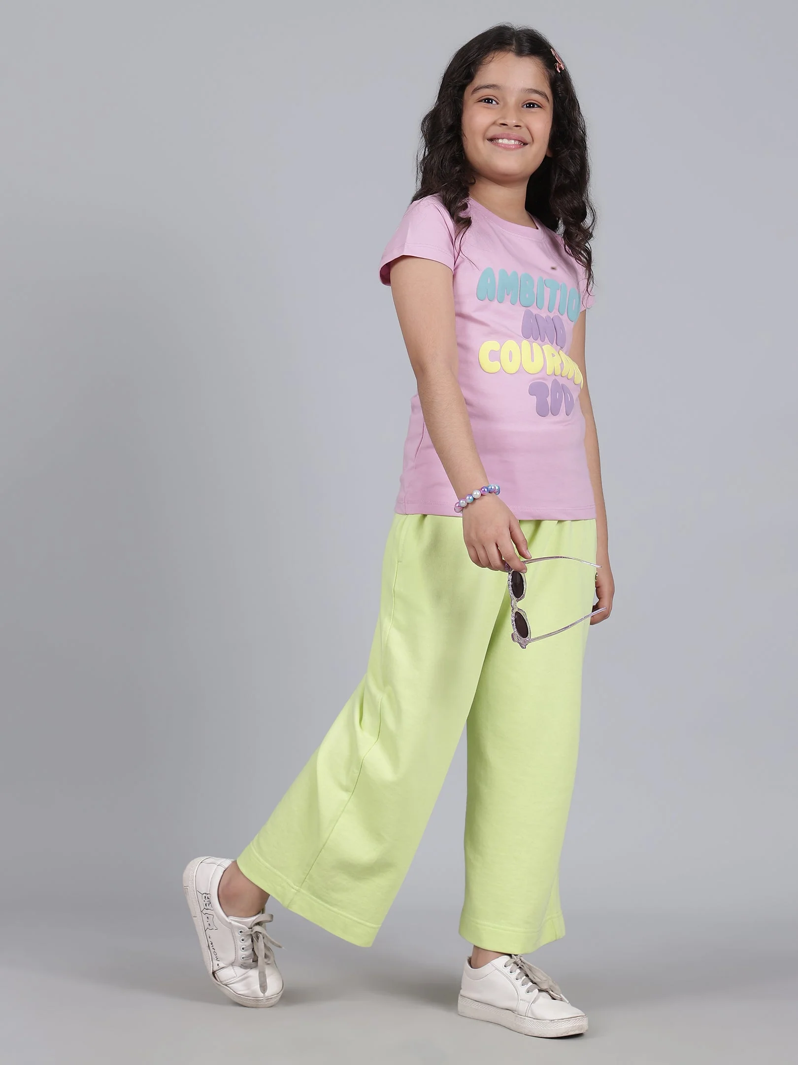 Girls Solid Green Regular Fit Casual Track Pant - Image 9