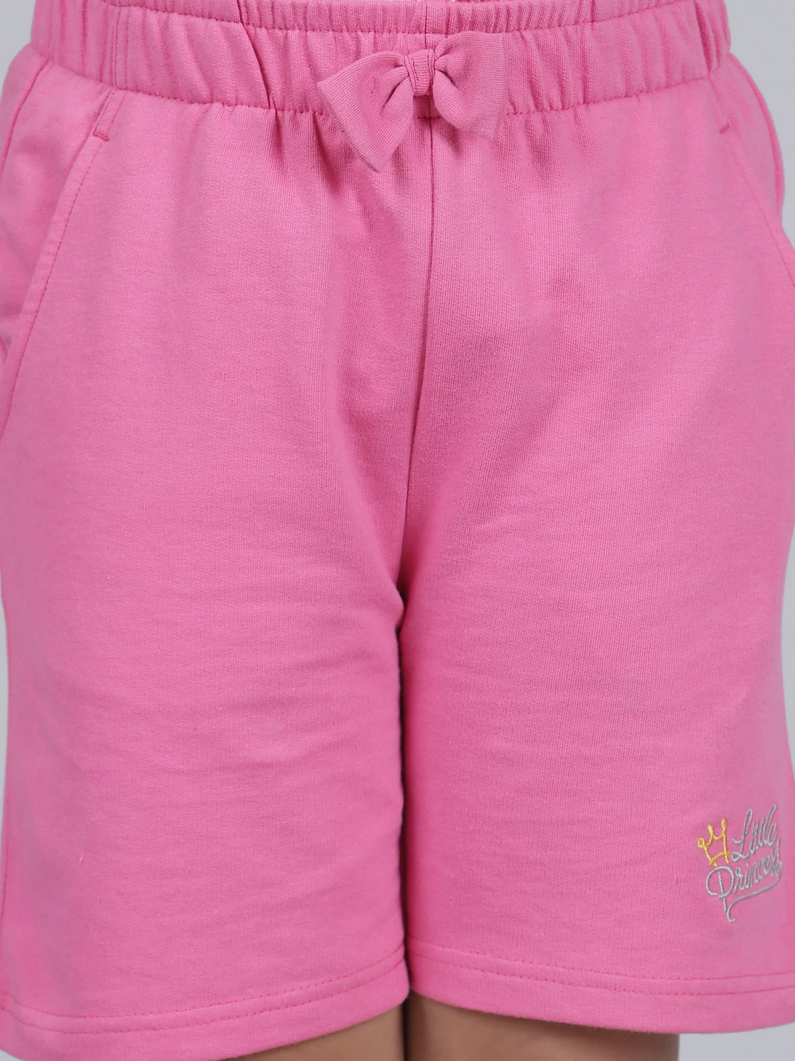 Girls Solid Pink Regular Fit Casual Shorts - Image 6