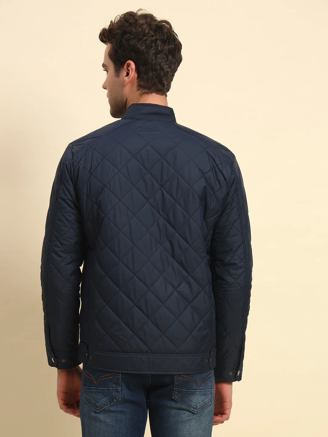 Jacket for Men | Premium Casual Jacket Smart Fit Band Neck Poly Blend Fabric Solid Pattern - Image 3