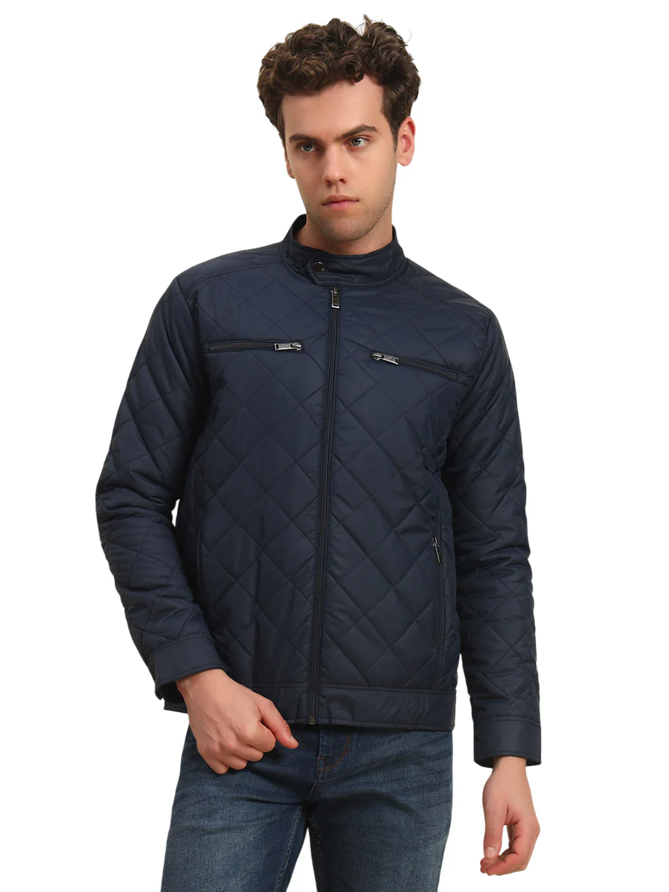 Jacket for Men | Premium Casual Jacket Smart Fit Band Neck Poly Blend Fabric Solid Pattern - Image 5