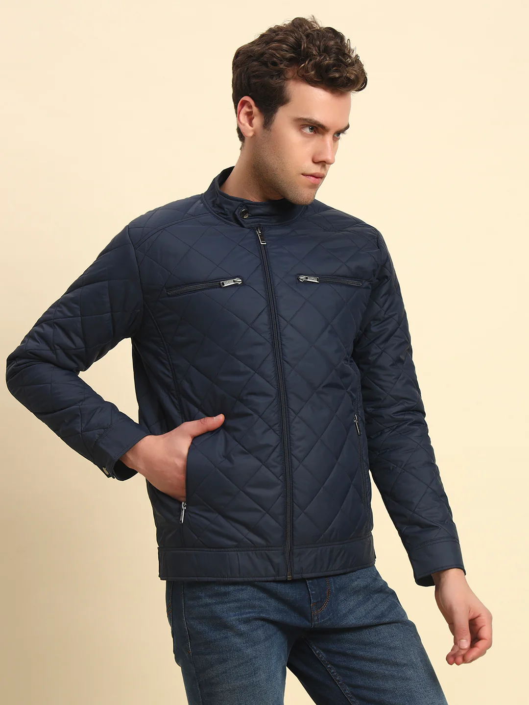 Jacket for Men | Premium Casual Jacket Smart Fit Band Neck Poly Blend Fabric Solid Pattern - Image 7