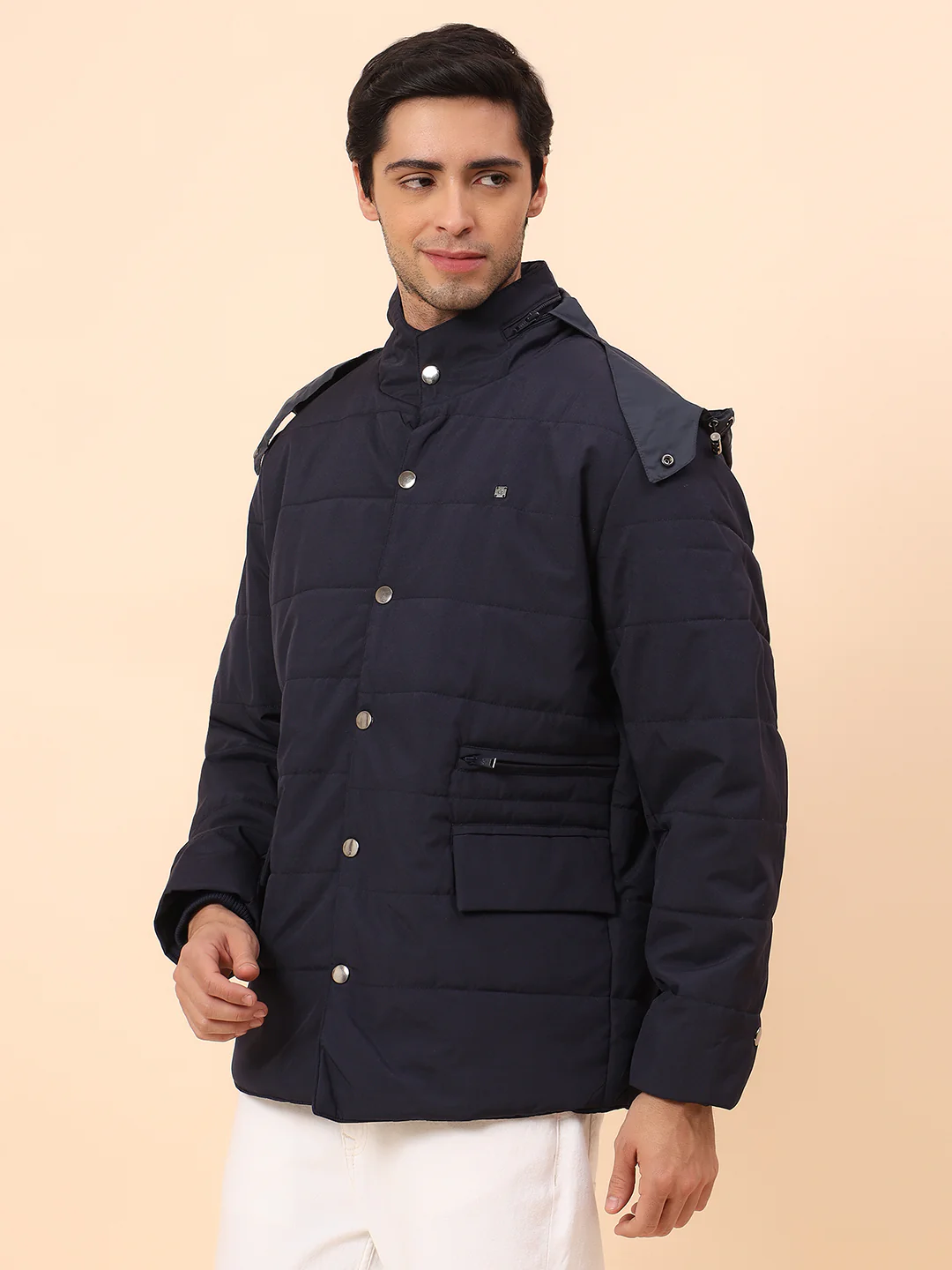 Jacket for Men | Premium Casual Jacket Smart Fit Mock Neck Poly Blend Fabric Solid Pattern - Image 4